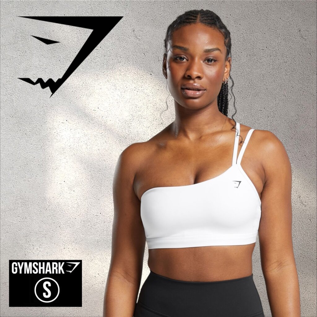 ONE SHOULDER SPORTS BRA – WHITE 5838