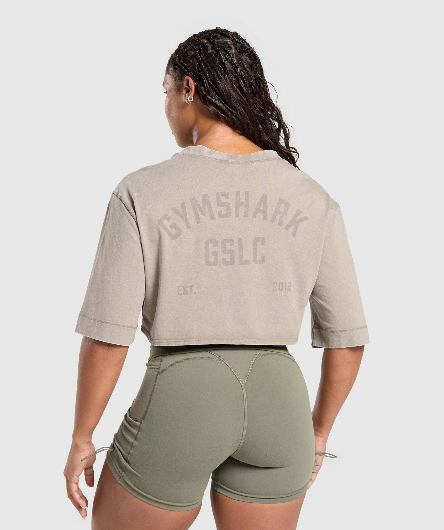 GSLC Washed Graphic Crop Top – Linen Brown