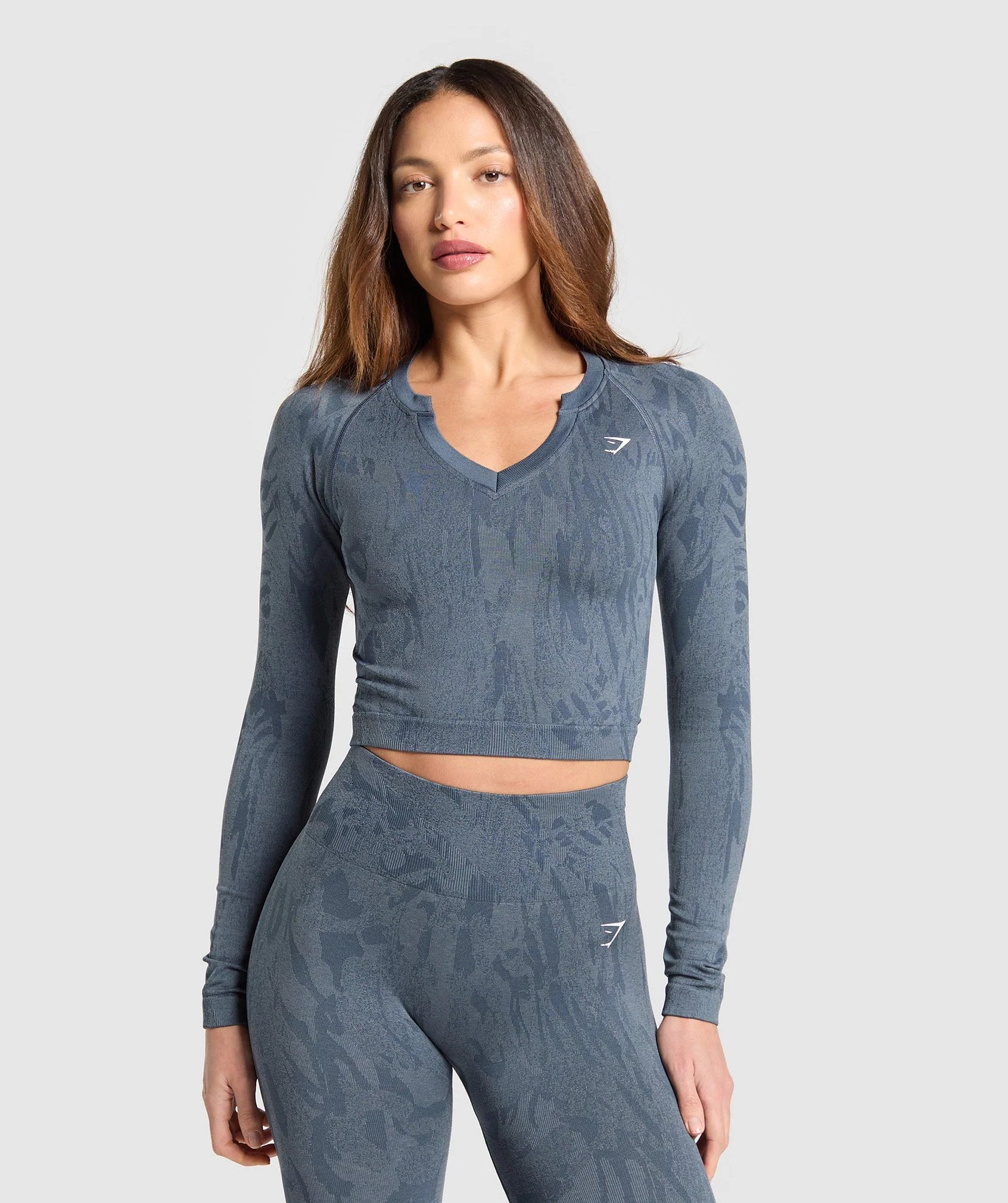 Adapt Camo Seamless Long Sleeve Top – Titanium Blue/Denim Grey