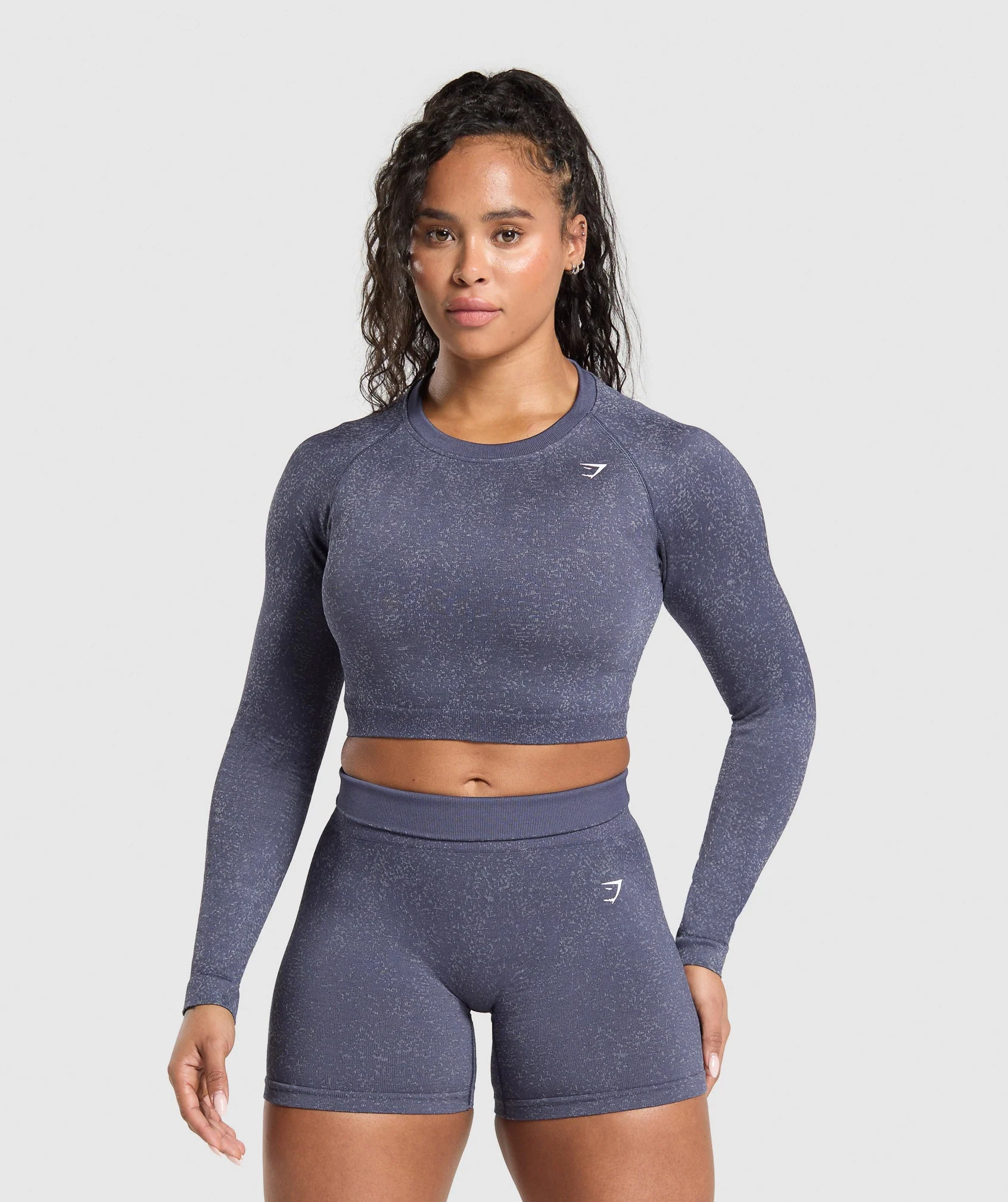 Adapt Fleck Seamless Long Sleeve Crop Top – Weighted Purple/Metal Purple