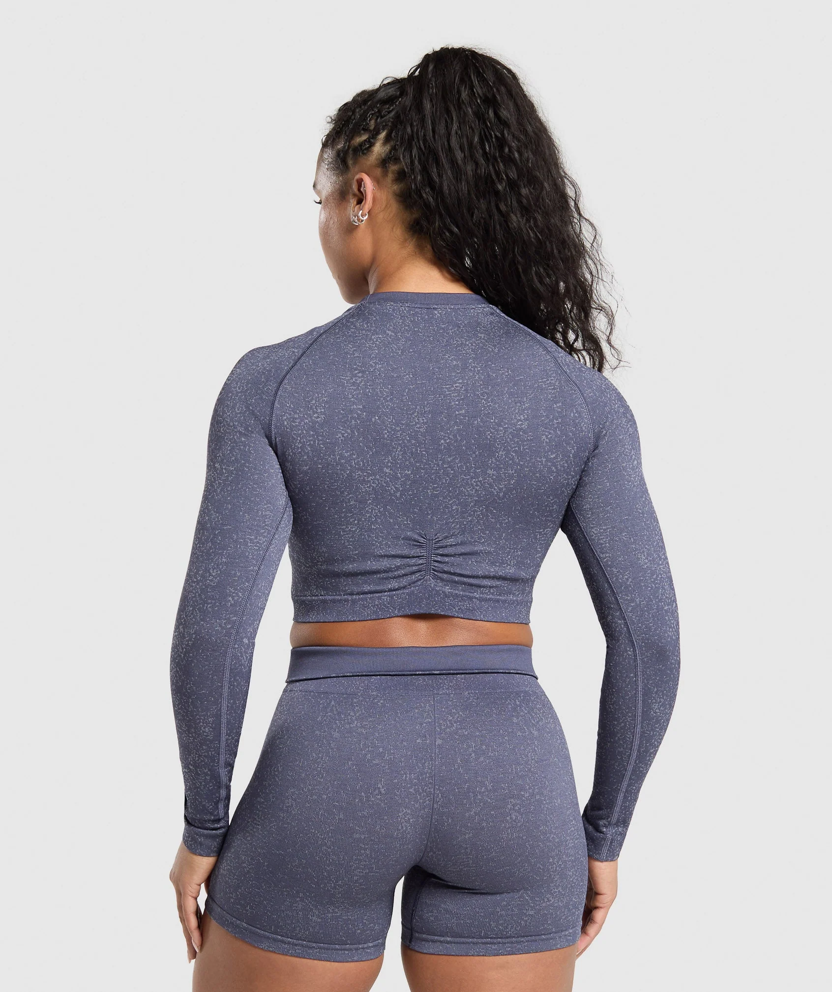 Adapt Fleck Seamless Long Sleeve Crop Top – Weighted Purple/Metal Purple