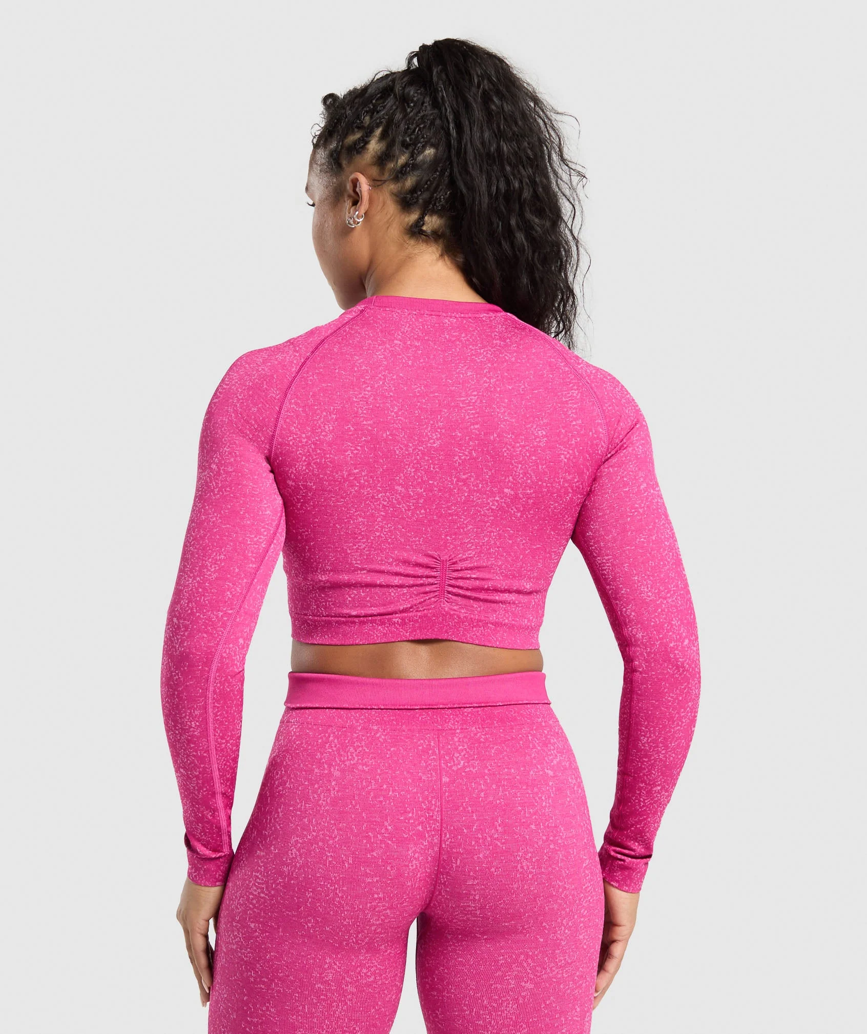 Adapt Fleck Seamless Long Sleeve Crop Top – Winning Pink/Sour Pink