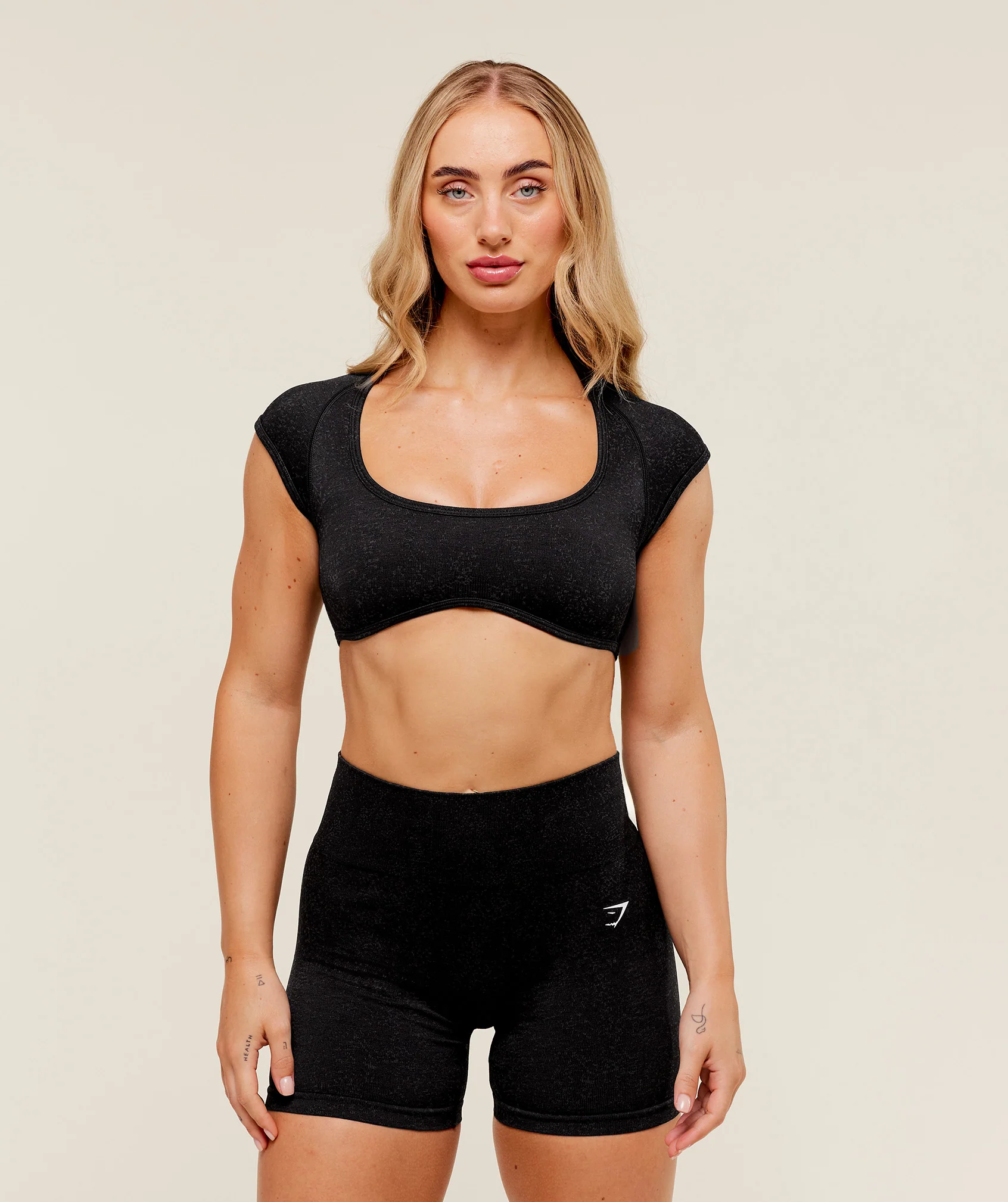 Adapt Fleck x Whitney Short Sleeve Crop Top – Black