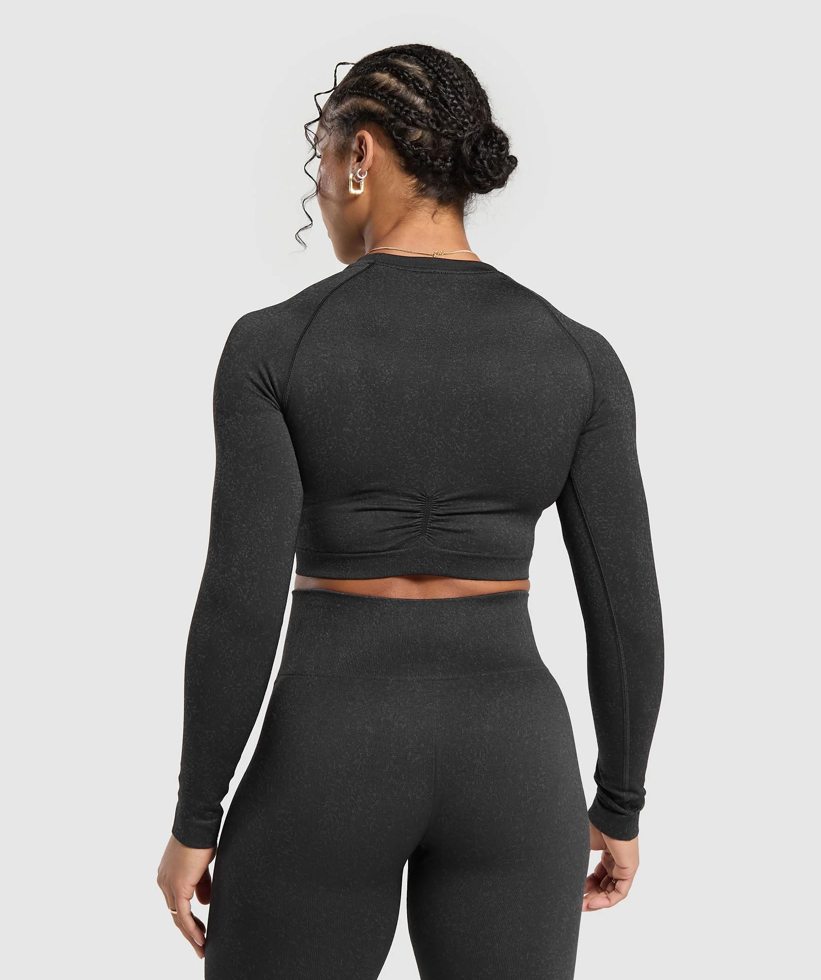 Adapt Fleck Seamless Long Sleeve Crop Top – Mineral | Black