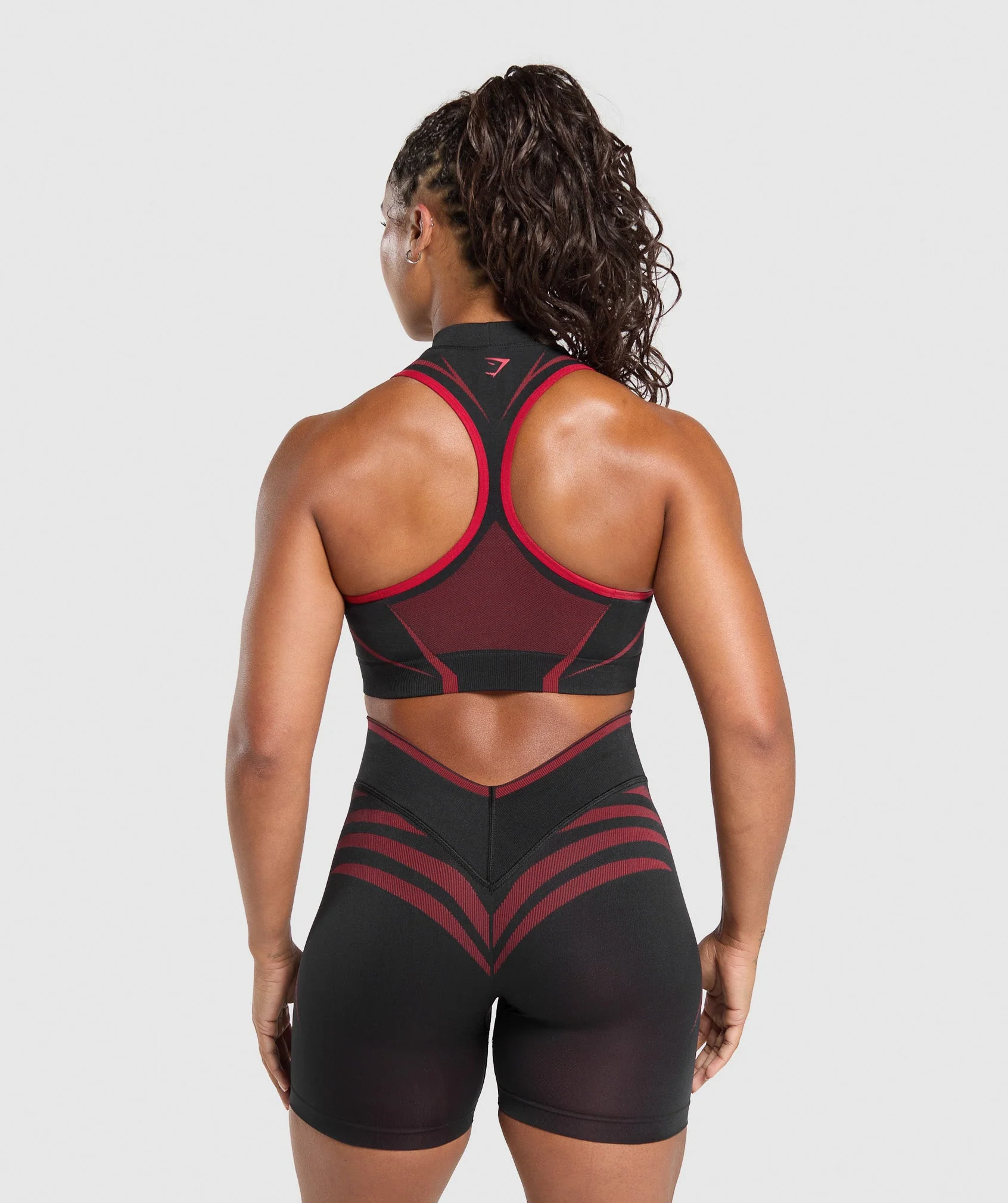 Apex Lift Seamless Crop Top – Black/Carmine Red