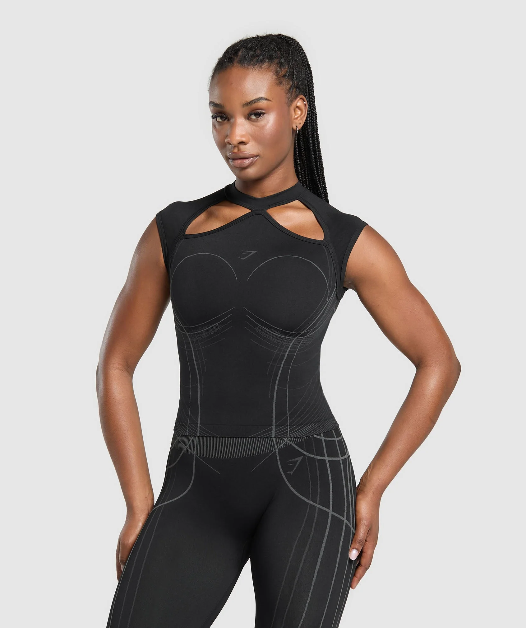 Apex Seamless Midi T-Shirt – Black/Graphite Grey