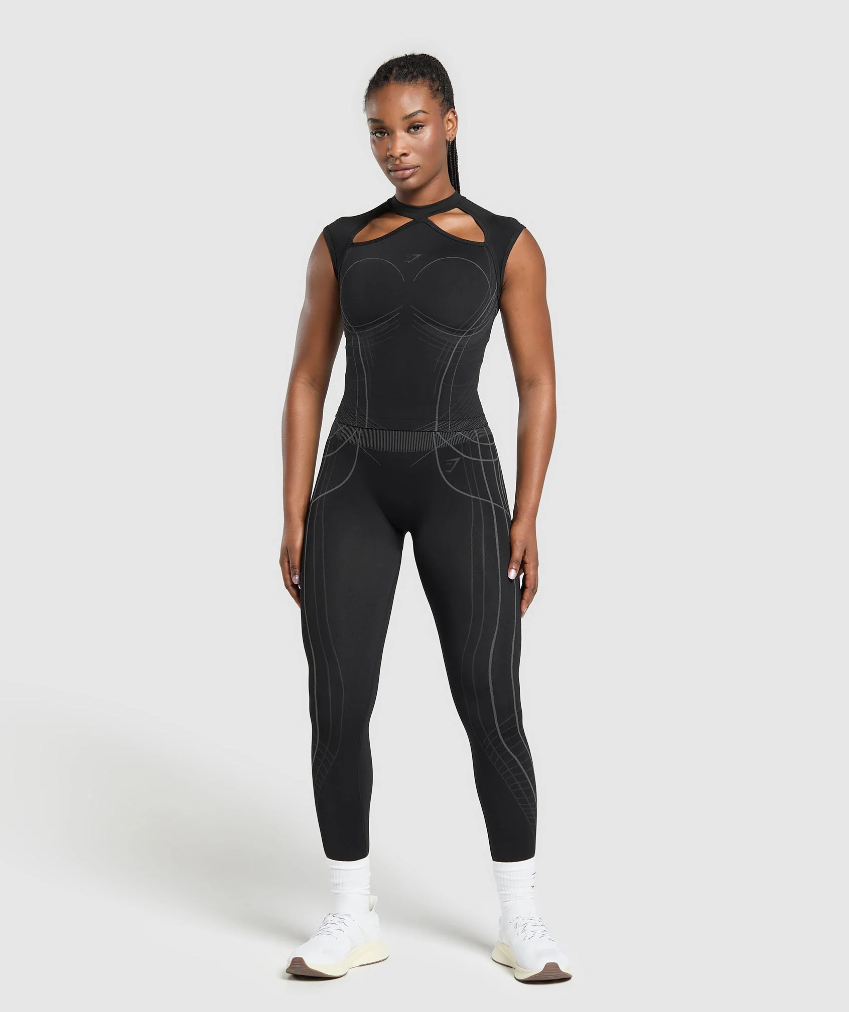 Apex Seamless Midi T-Shirt – Black/Graphite Grey - Imagen 2