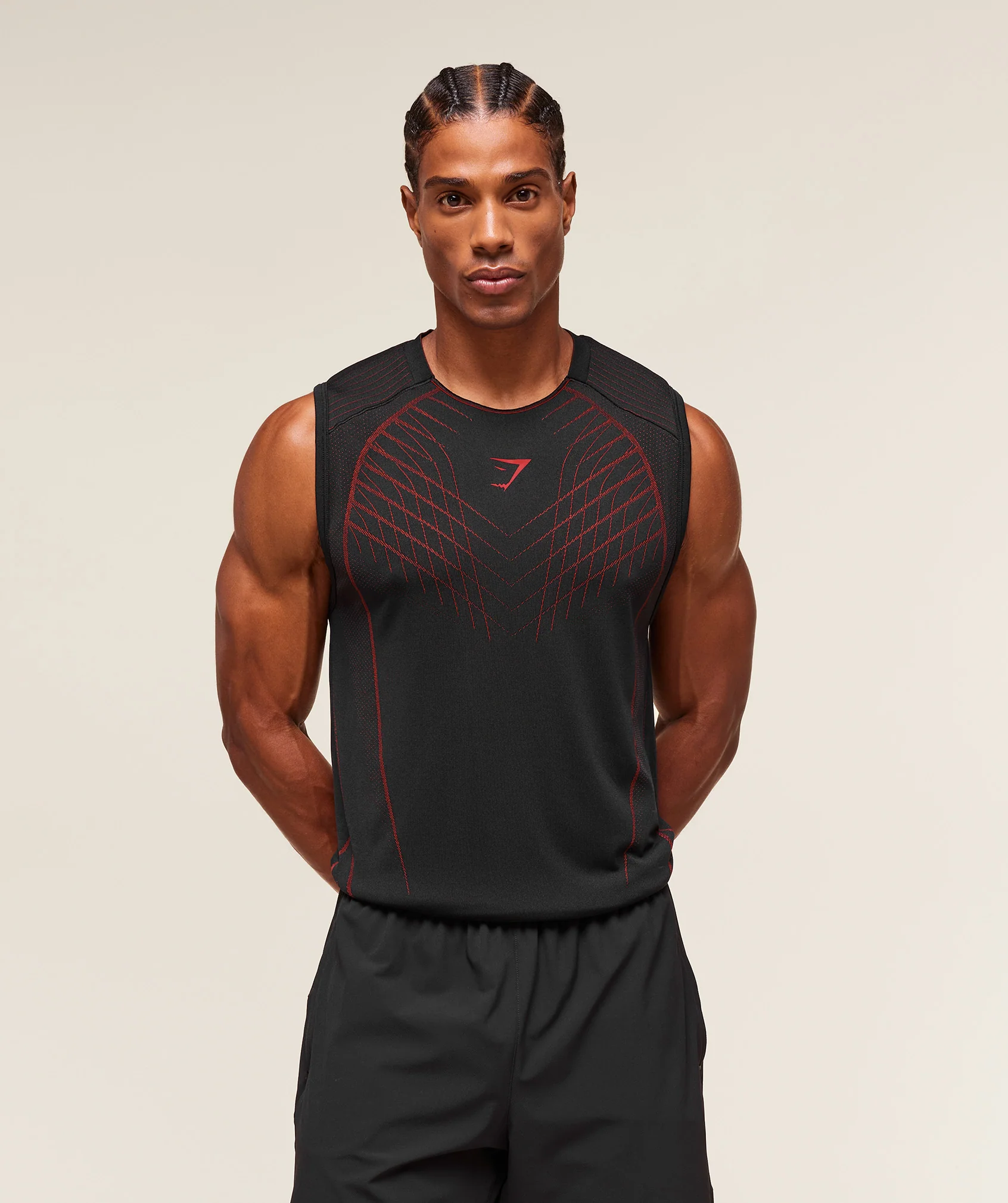 Apex Seamless Tank – Black/Carmine Red