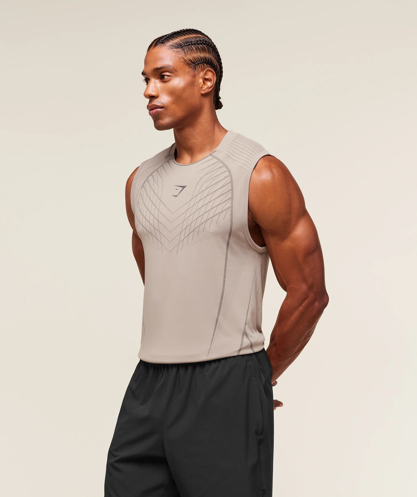 Apex Seamless Tank – Mushroom Grey/Pitch Grey - Imagen 2