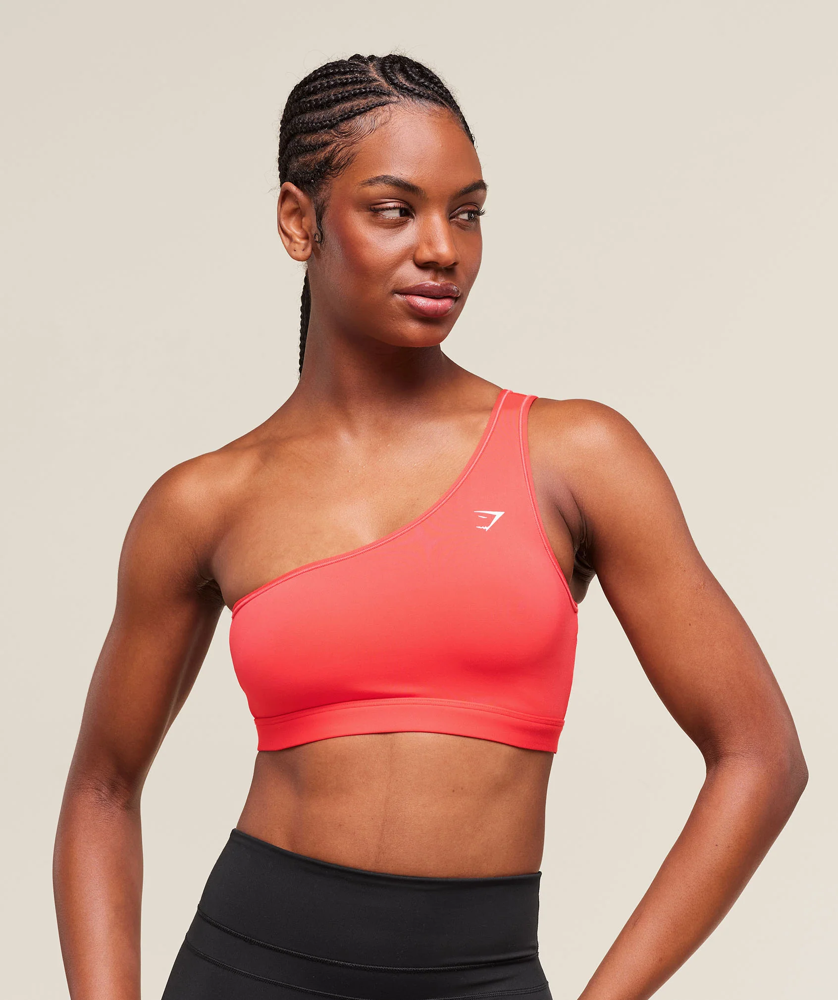 Asymmetric Sports Bra – Coral Red
