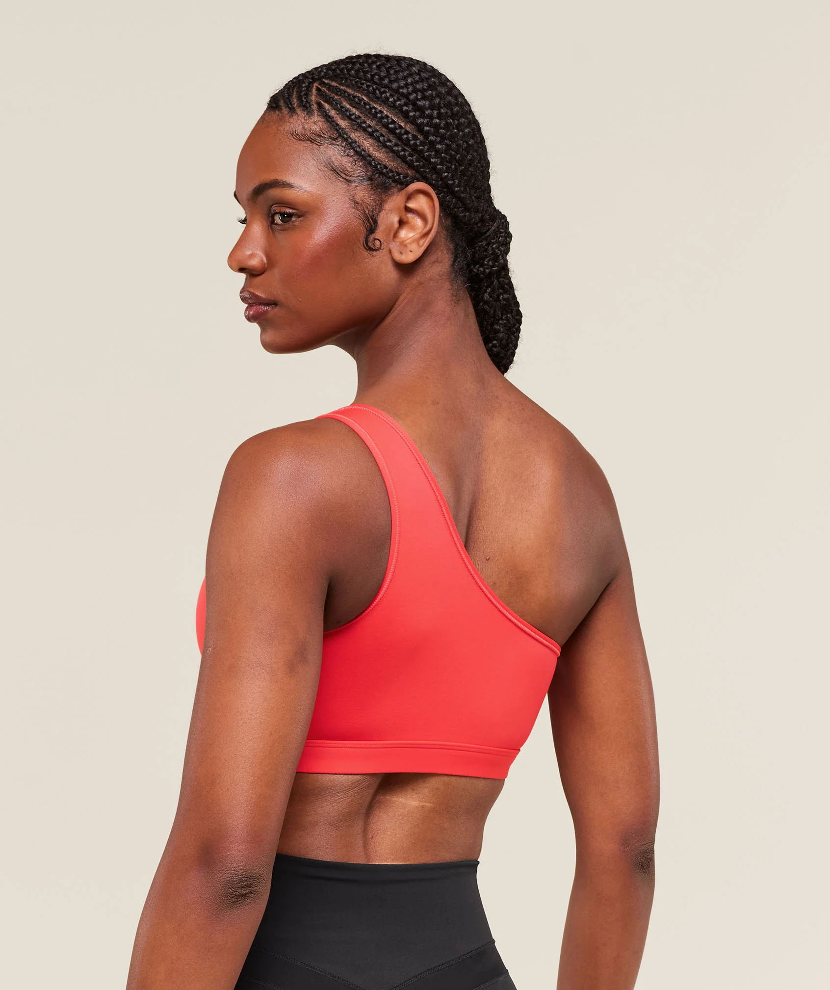 Asymmetric Sports Bra – Coral Red