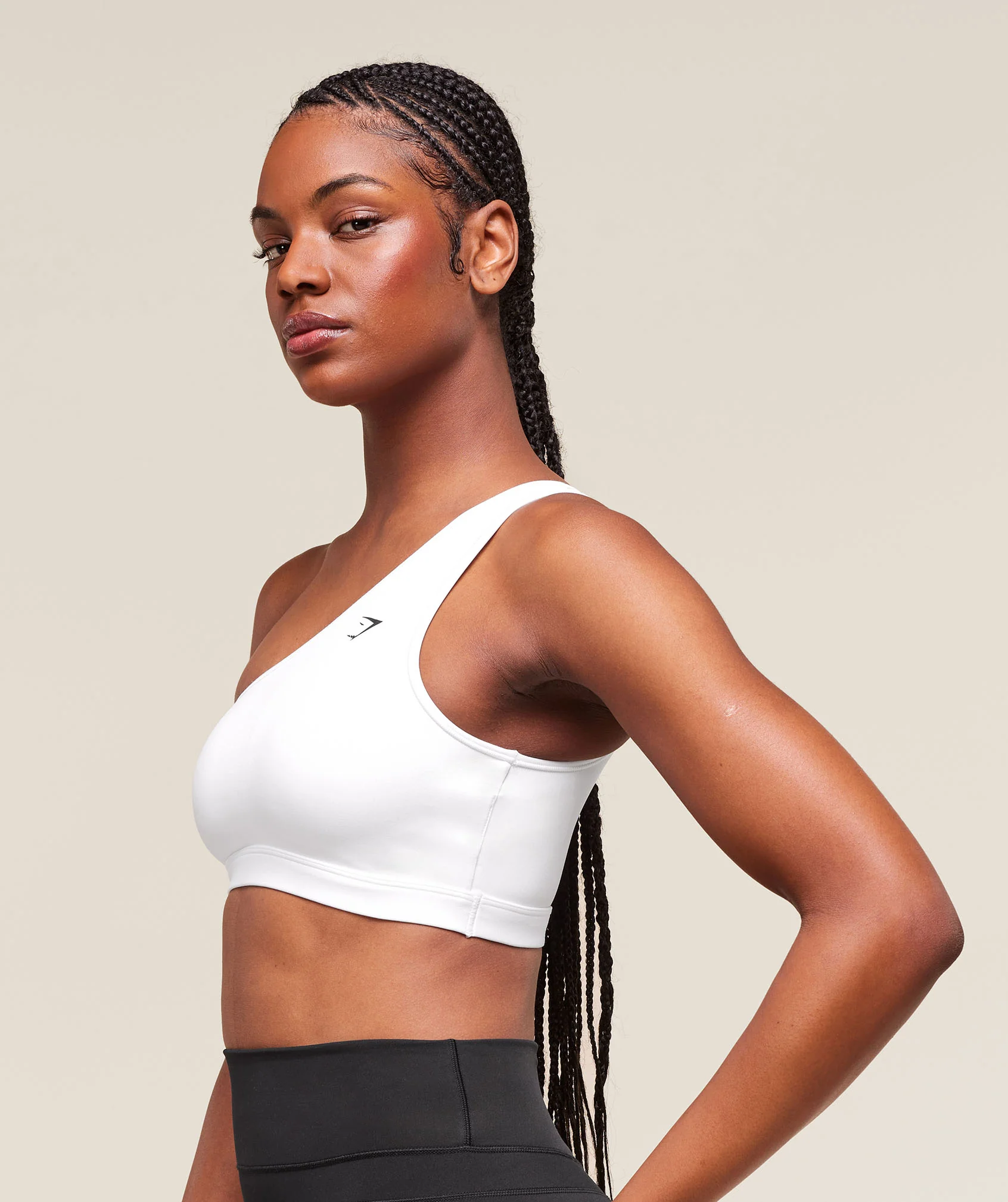 Asymmetric Sports Bra – White - Imagen 2