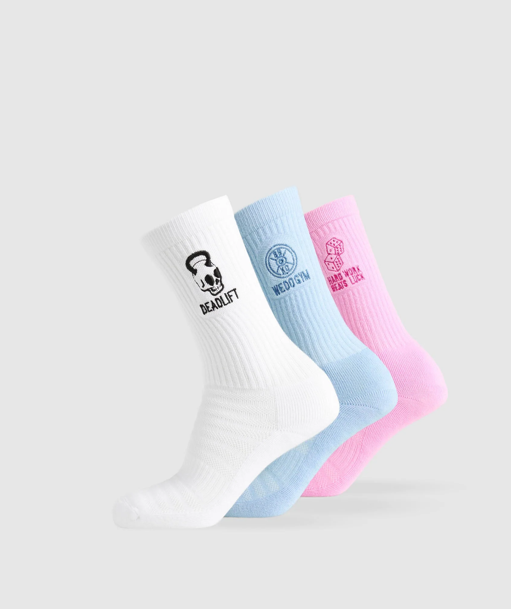 Character Crew Sock 3pk – White/Gentle Blue/Sour Pink