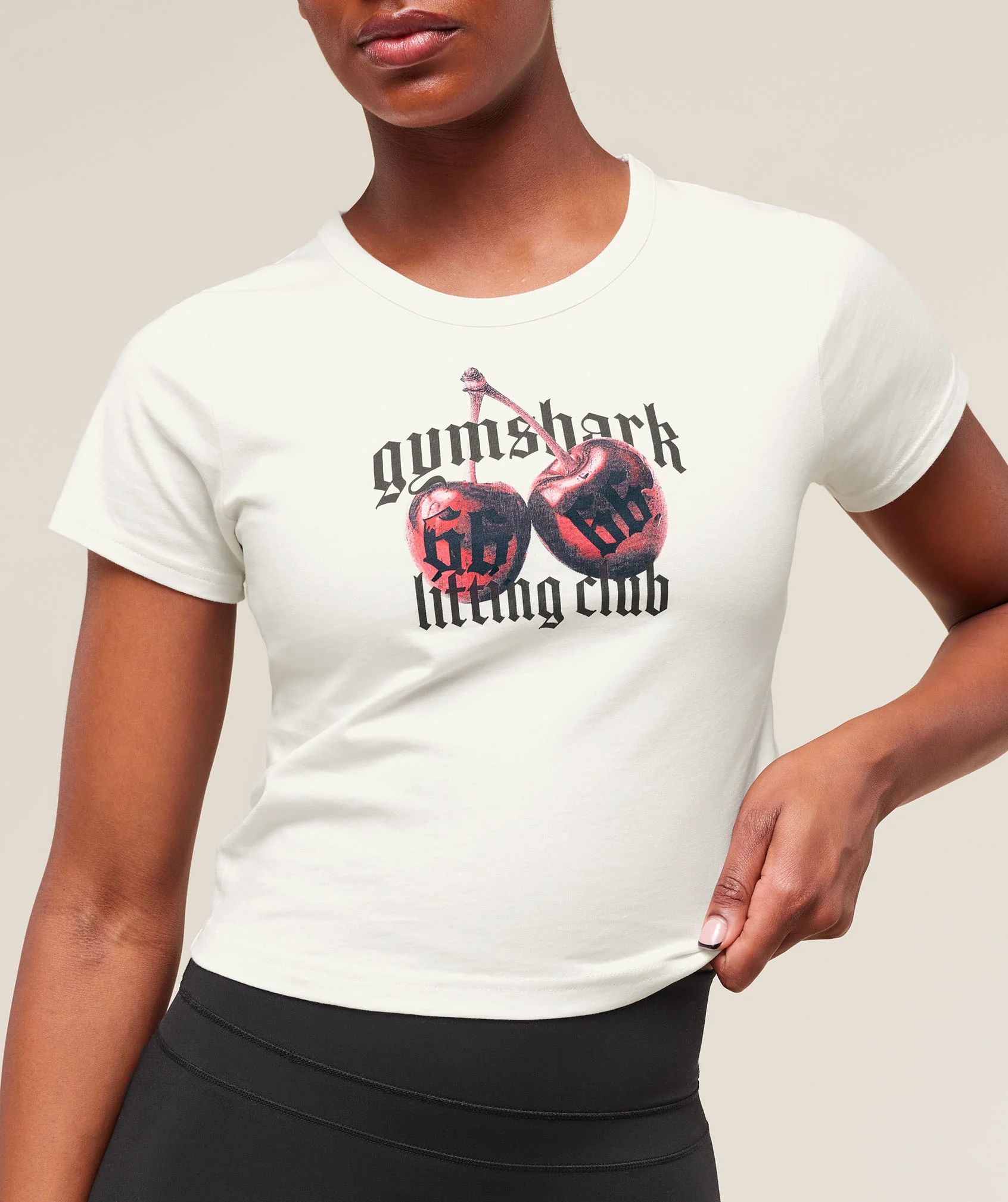 Cherry Graphic Baby Tee – Soft White