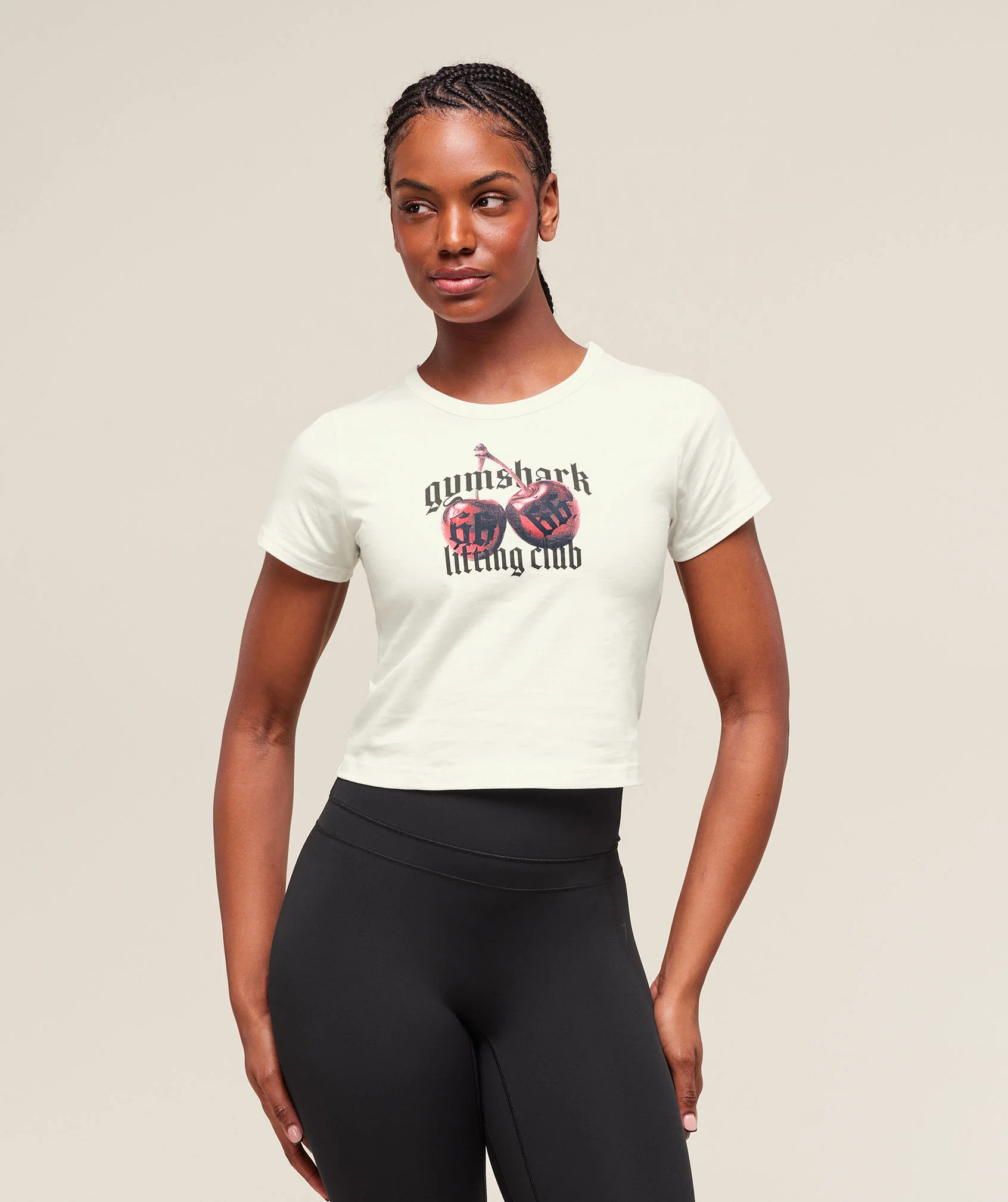 Cherry Graphic Baby Tee – Soft White