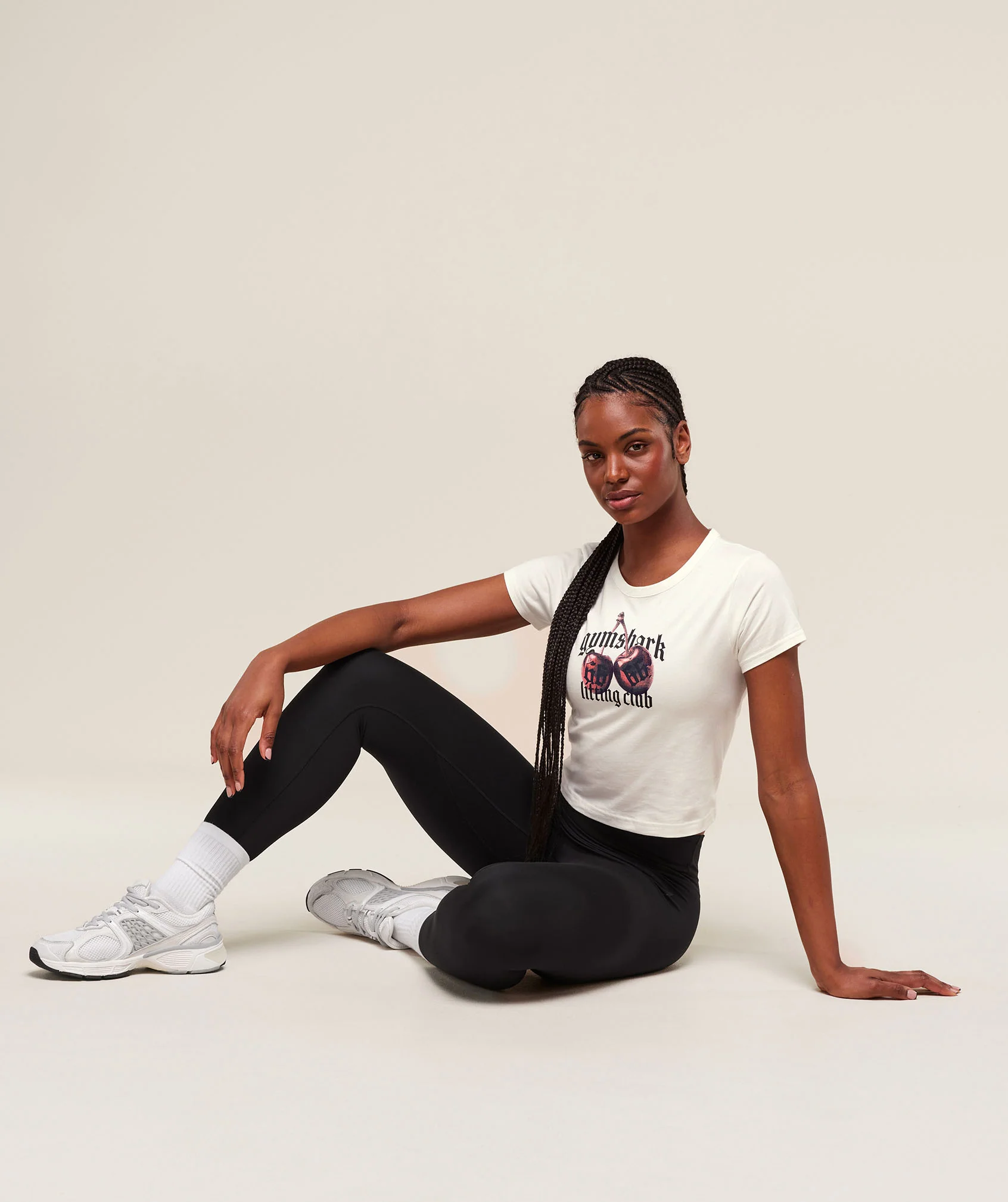 Cherry Graphic Baby Tee – Soft White - Imagen 2