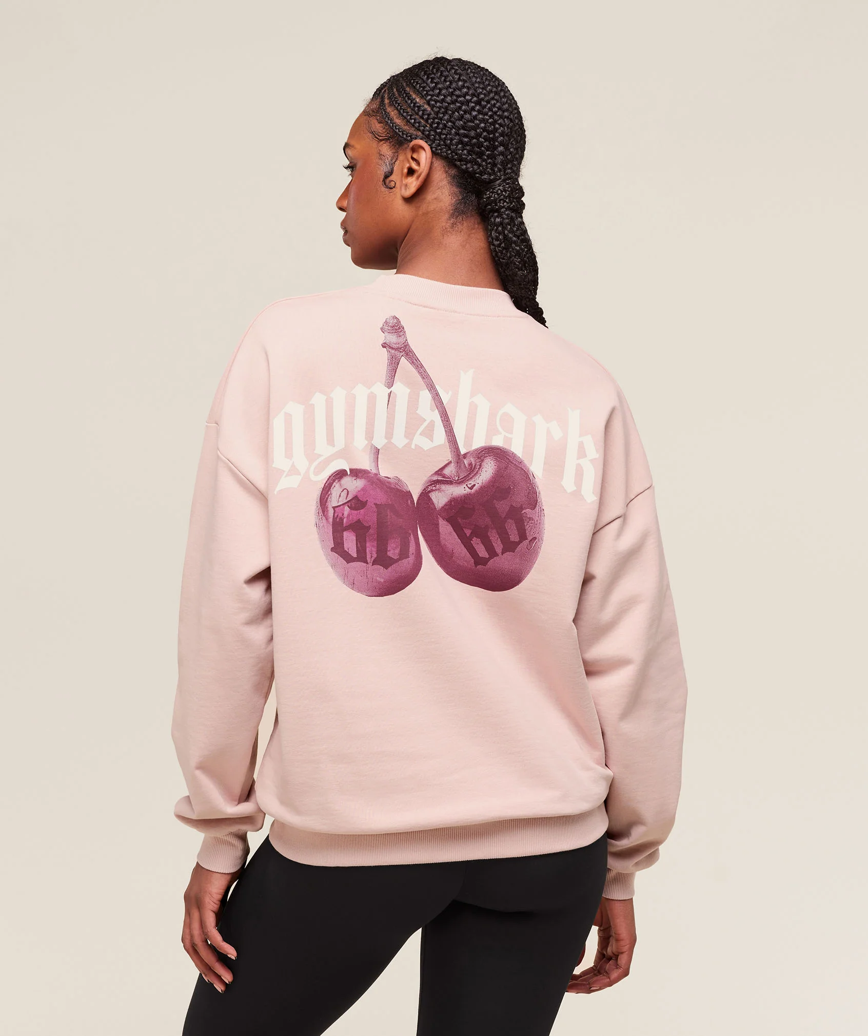 Cherry Graphic Oversized Sweatshirt – Lift Pink