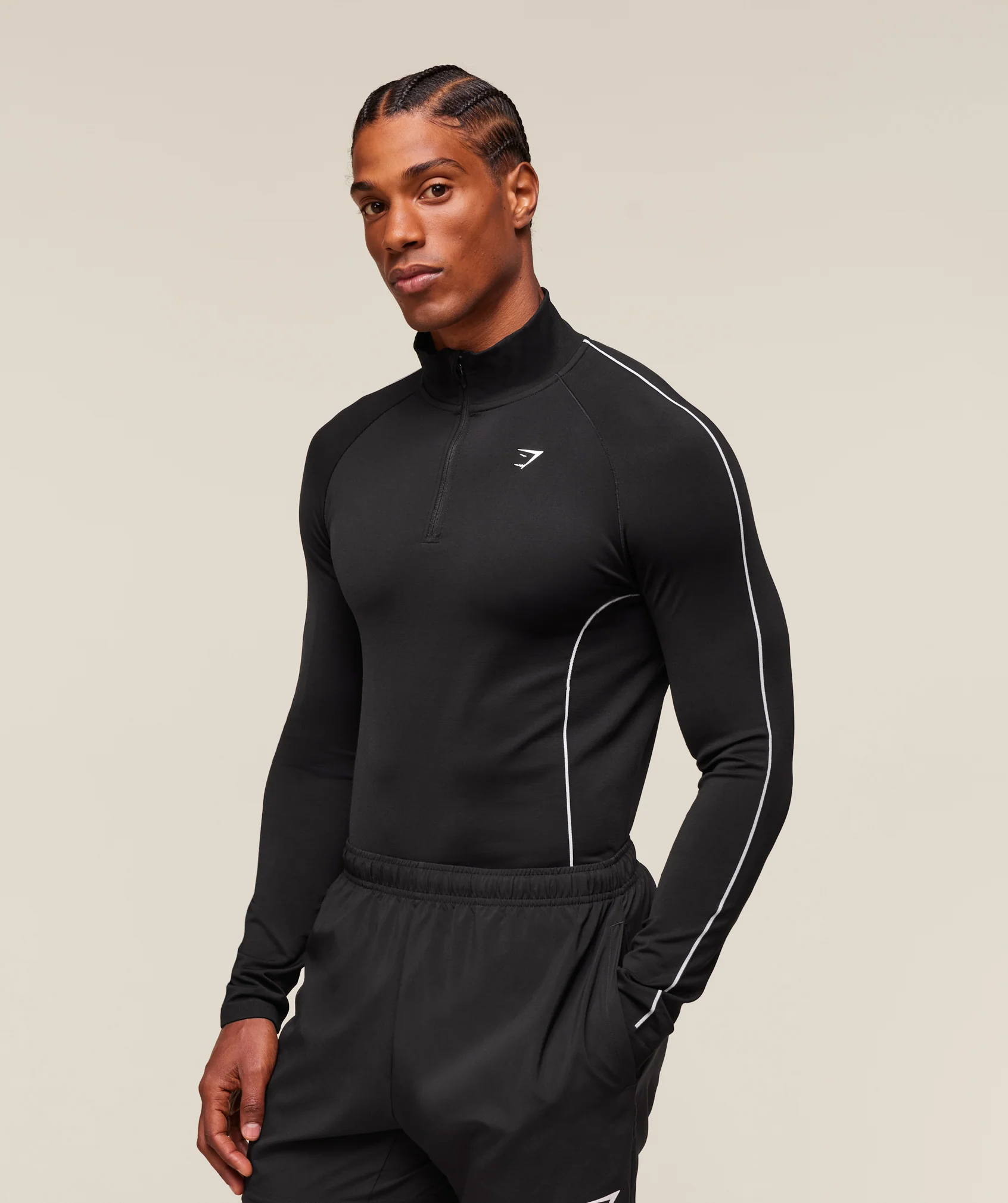 Clean Contour Seamless 1/4 Zip – Black/White