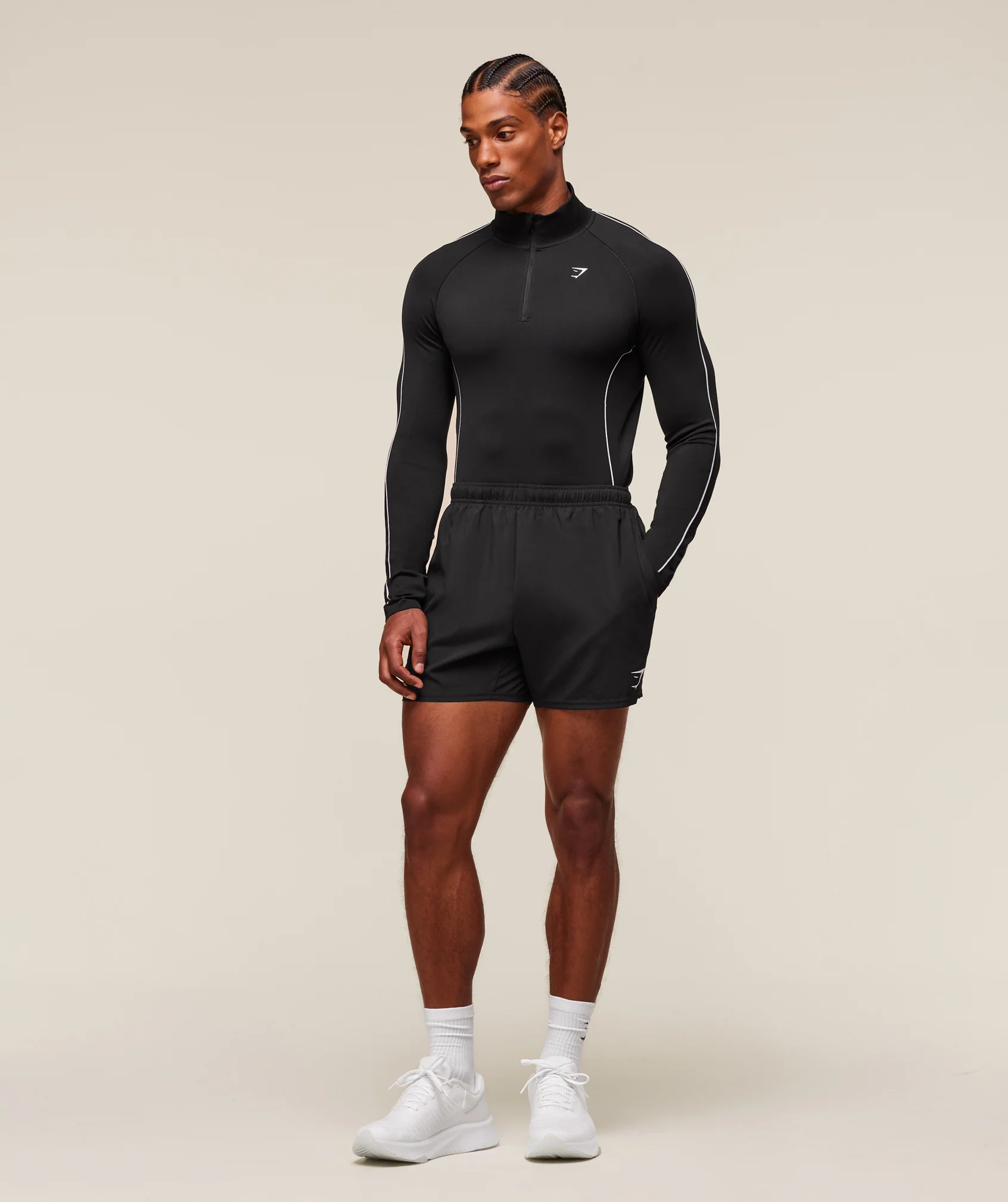 Clean Contour Seamless 1/4 Zip – Black/White - Imagen 2