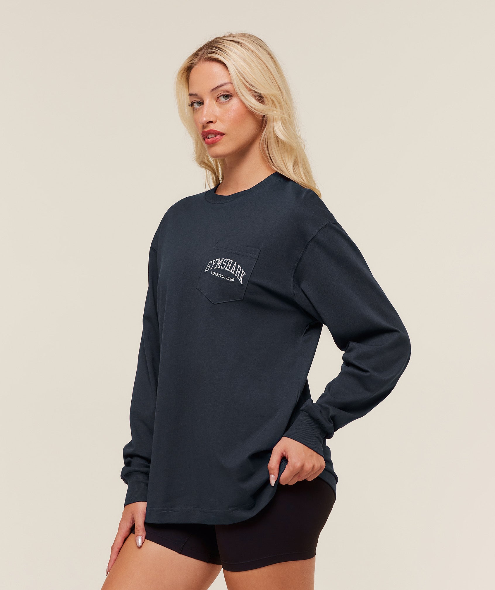 Collegiate Graphic Long Sleeve T-Shirt – Heavy Blue - Imagen 2