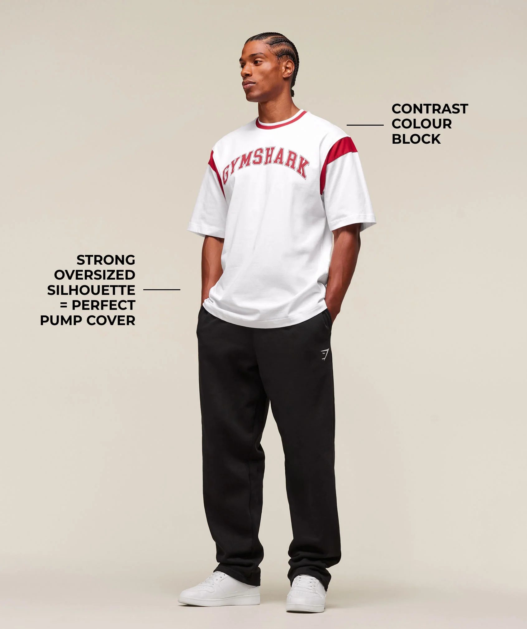 GSLC Oversized T-Shirt – White/Conditioning Red - Imagen 2