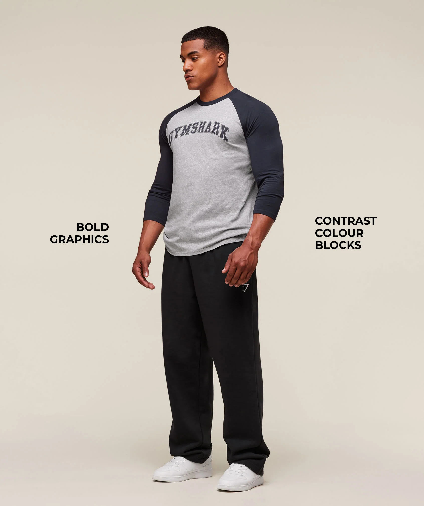 GSLC Raglan 3/4 Sleeve T-Shirt – Light Grey Core Marl/Heavy Blue - Imagen 2