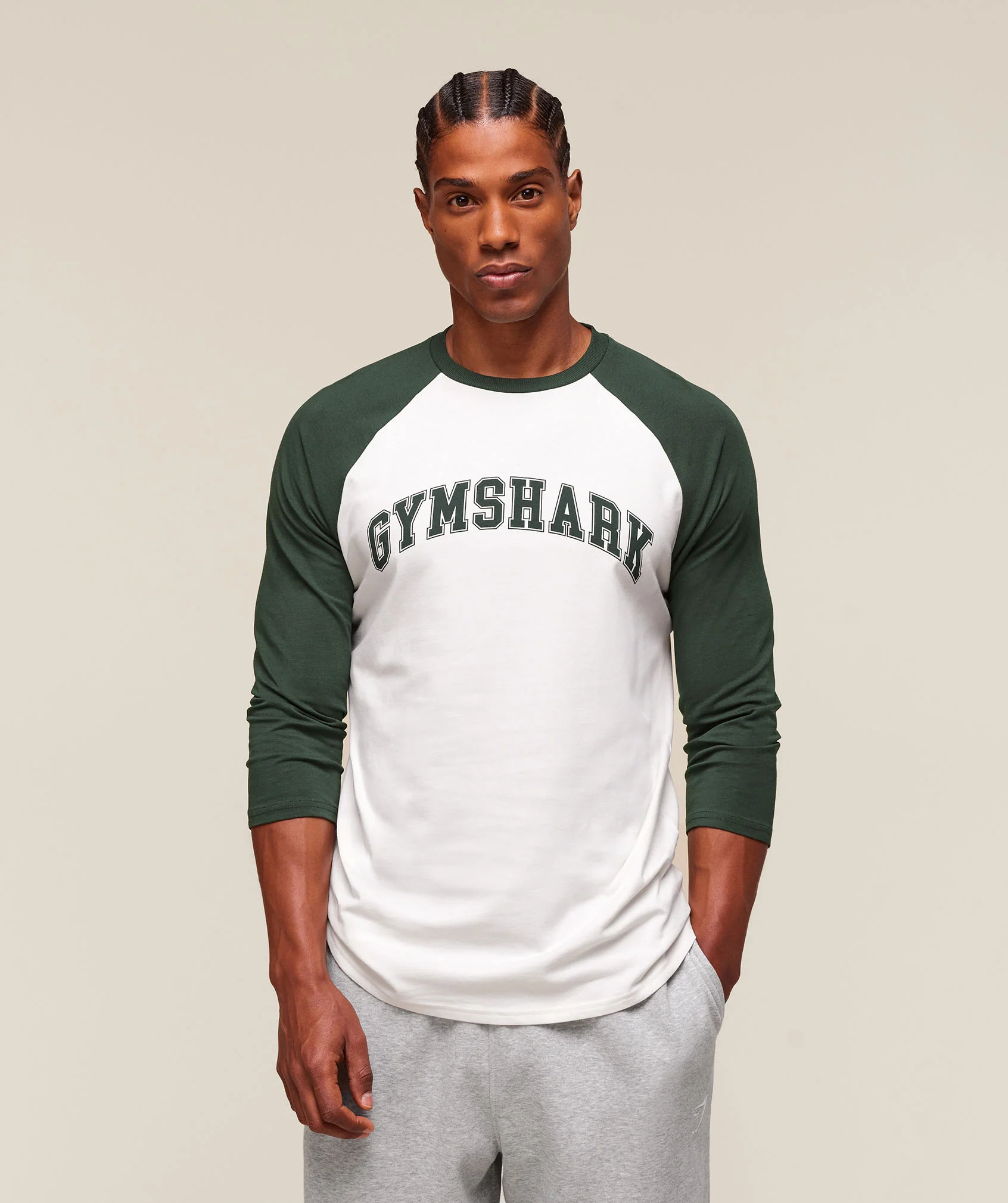 GSLC Raglan 3/4 Sleeve T-Shirt – Soft White/Trail Green