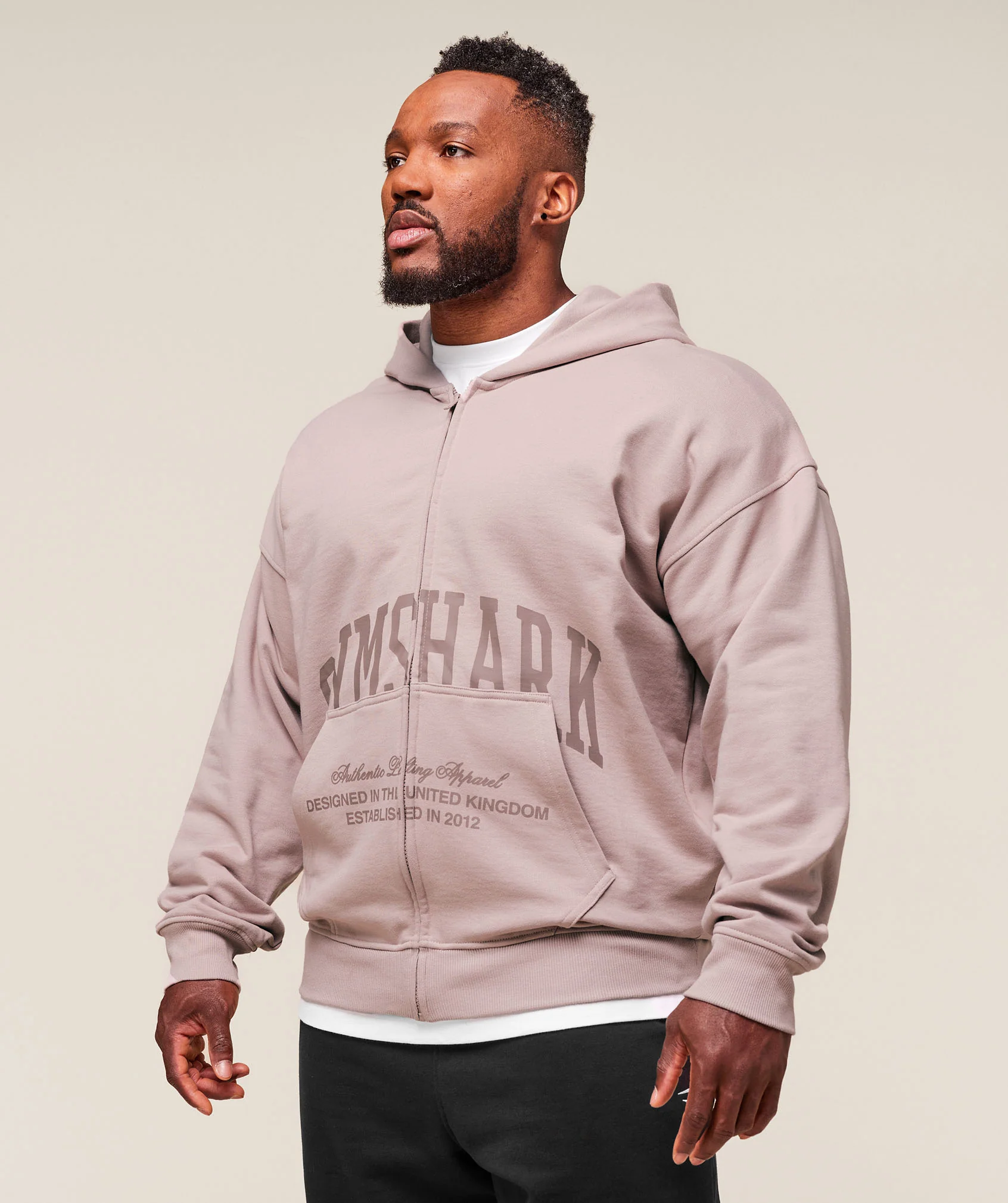 Collegiate Script Zip Up Hoodie – Muted Pink - Imagen 2