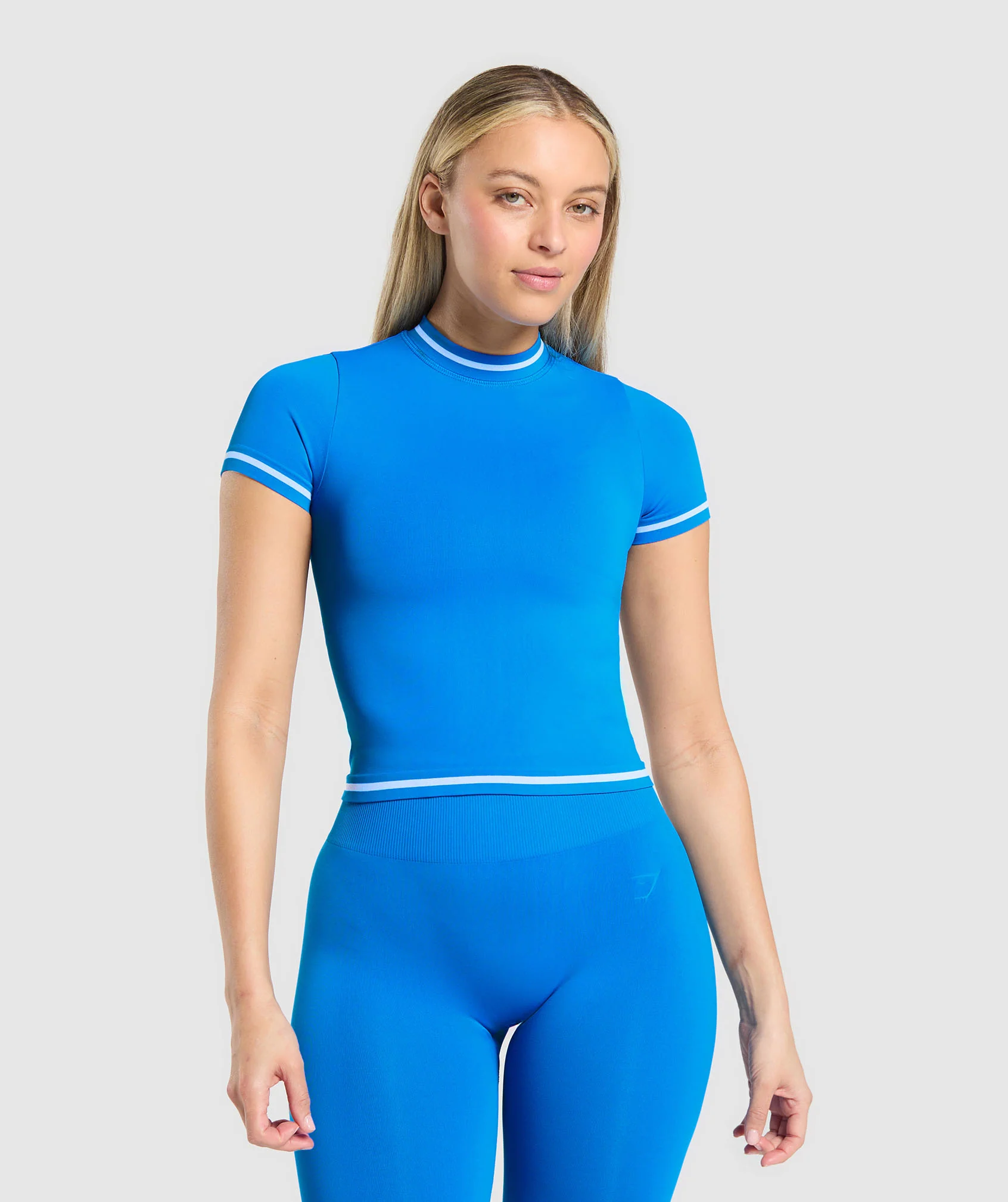 Contrast Seamless Midi Tee – Barbell Blue