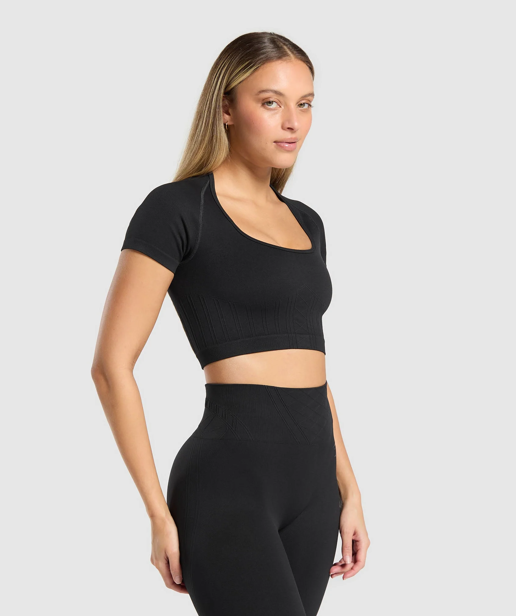 Corset Seamless Crop Top – Black - Imagen 2