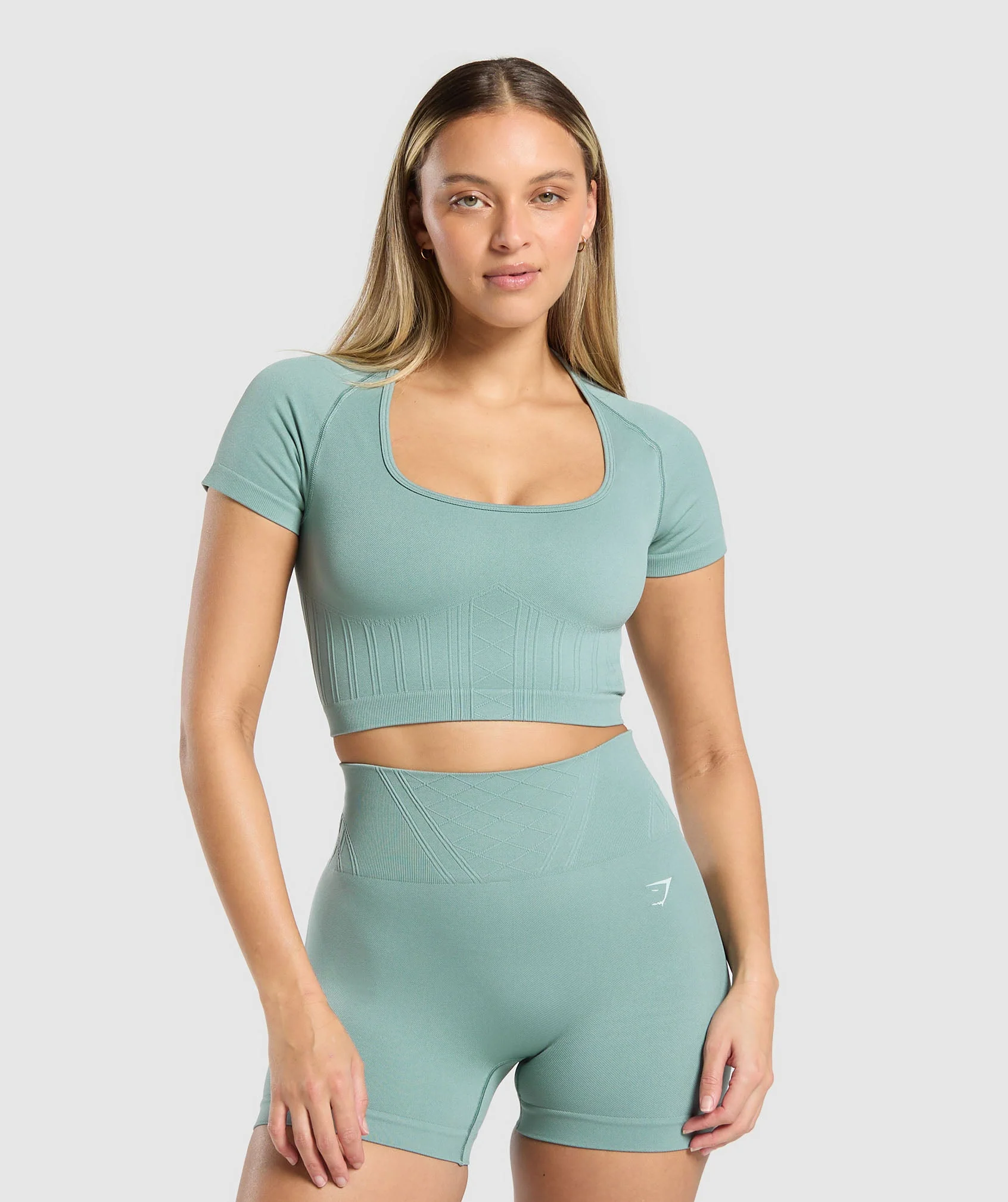 Corset Seamless Crop Top – Celeste Blue