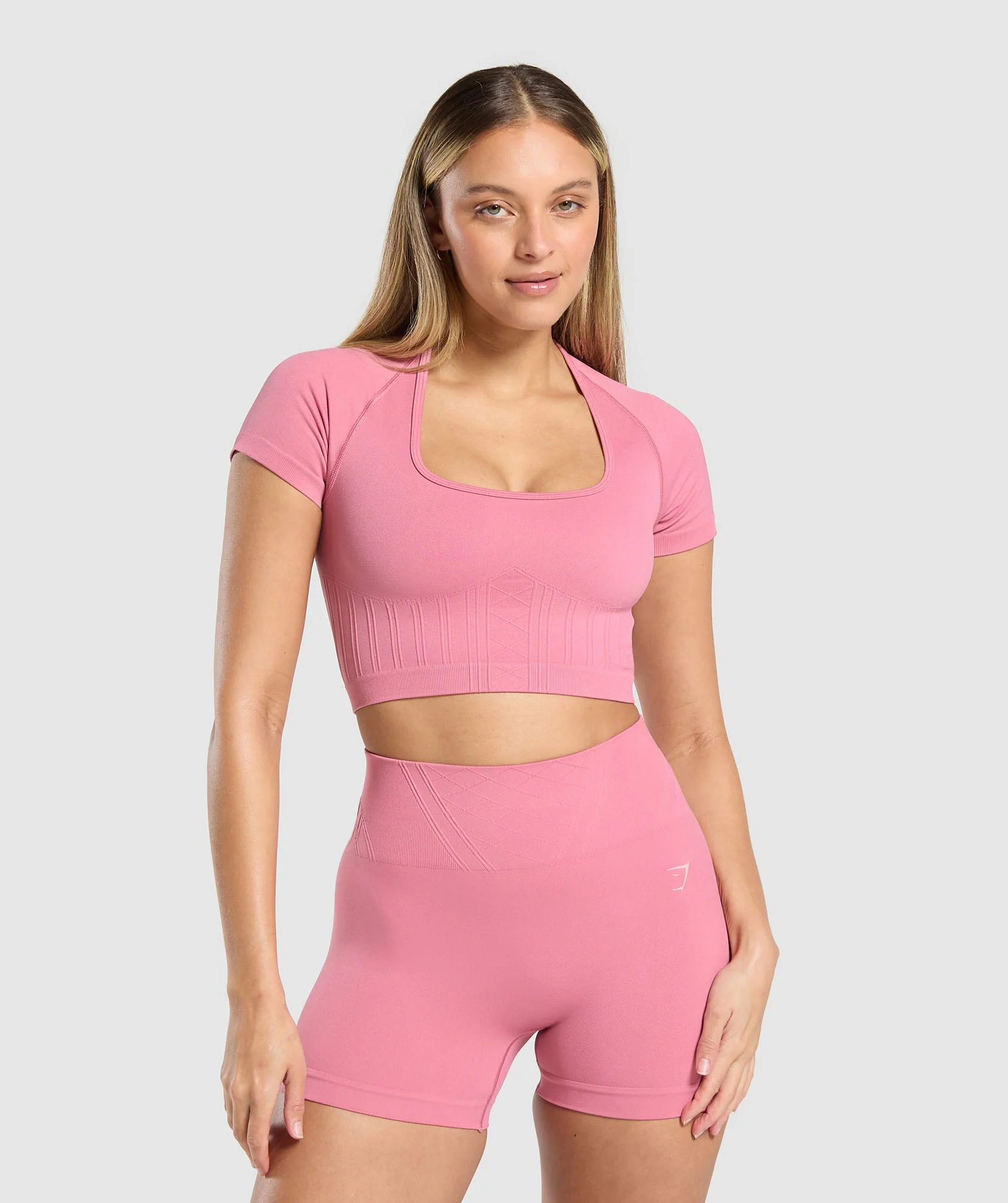 Corset Seamless Crop Top – Sunset Pink
