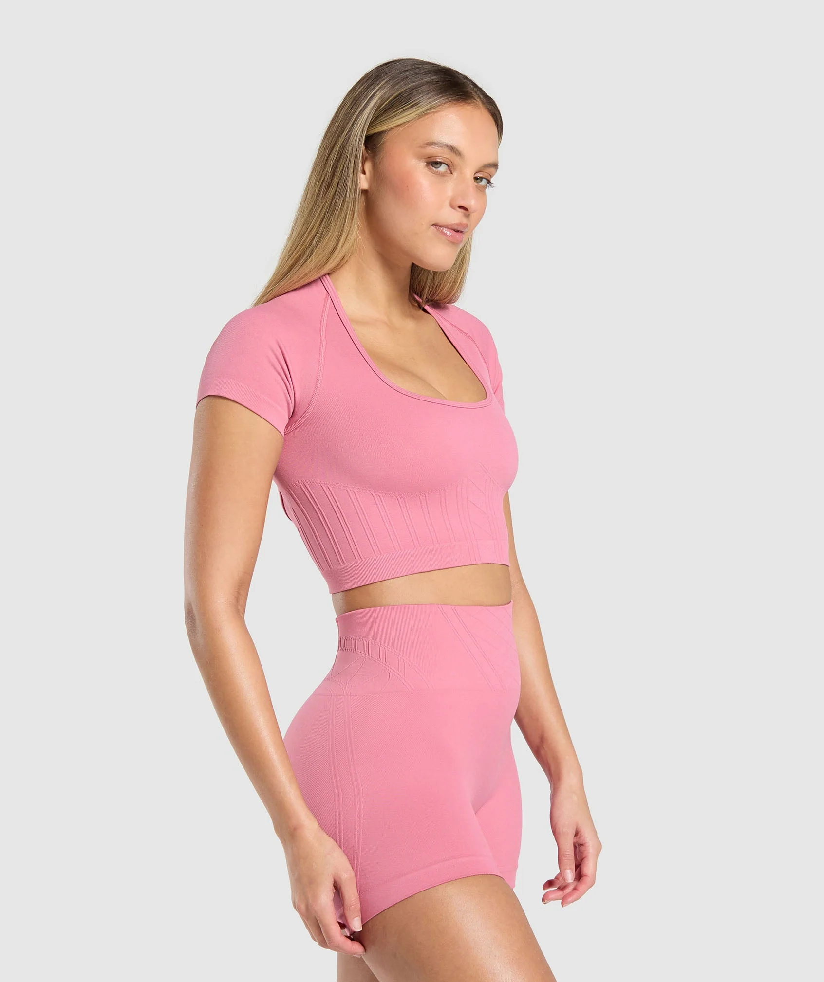 Corset Seamless Crop Top – Sunset Pink - Imagen 2