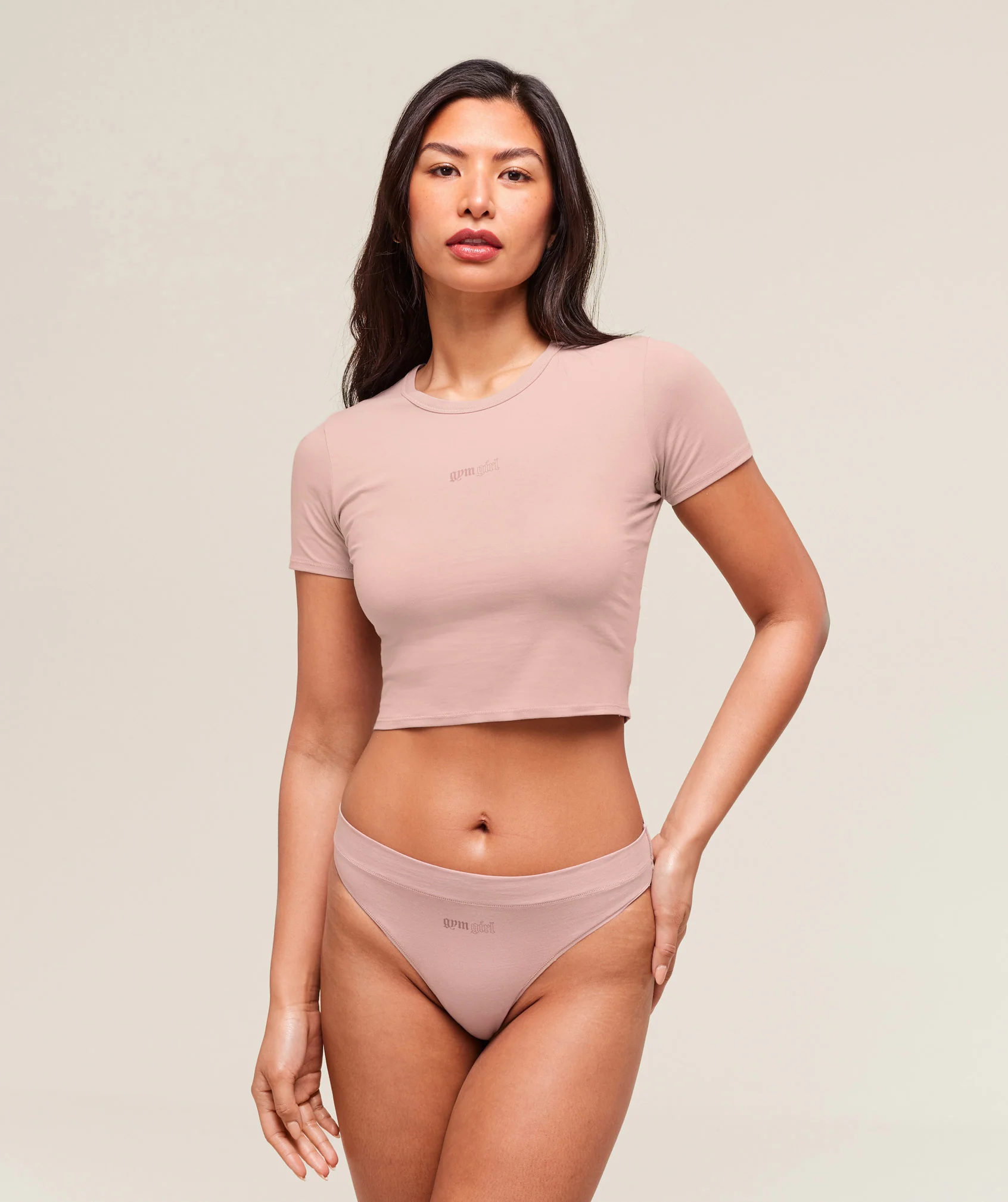 Cotton Graphic Midi T-Shirt – Muted Pink