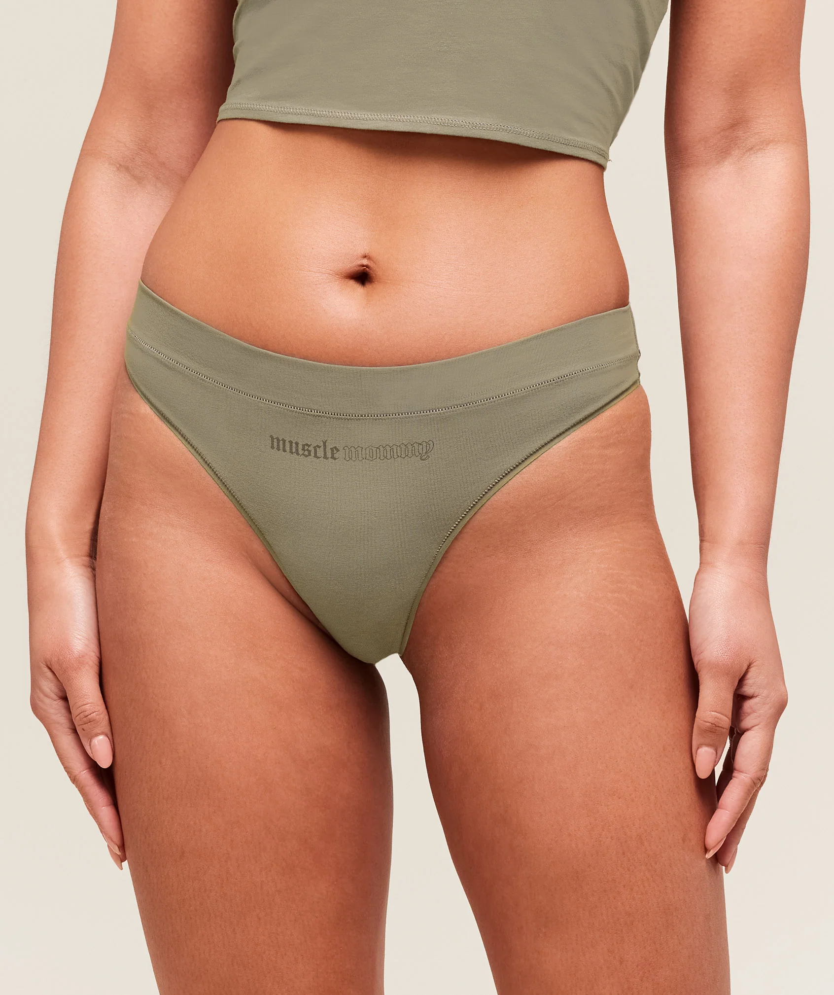 Cotton Graphic Thong – Linen Brown