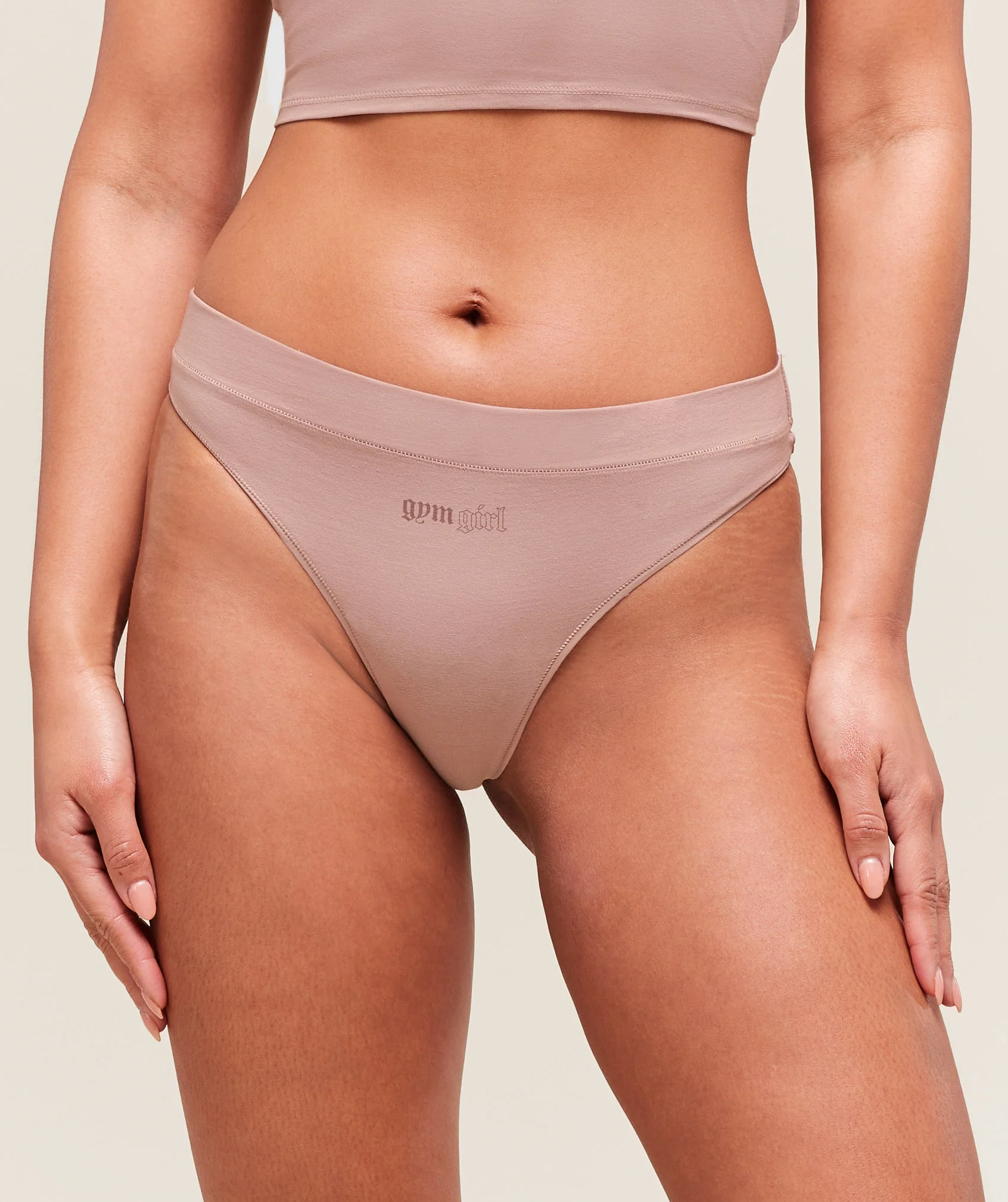 Cotton Graphic Thong – Muted Pink