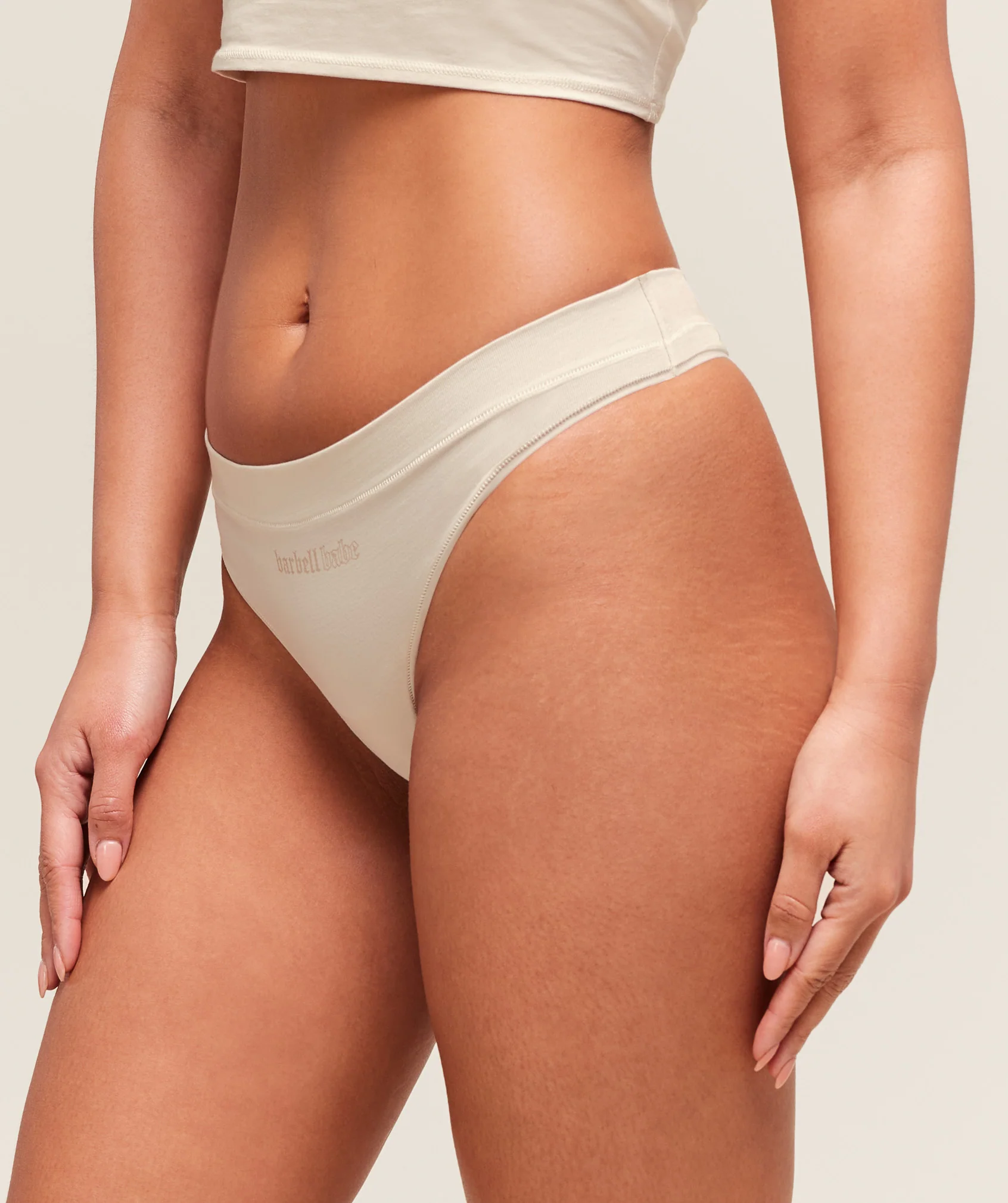 Cotton Graphic Thong – Oat White - Imagen 2