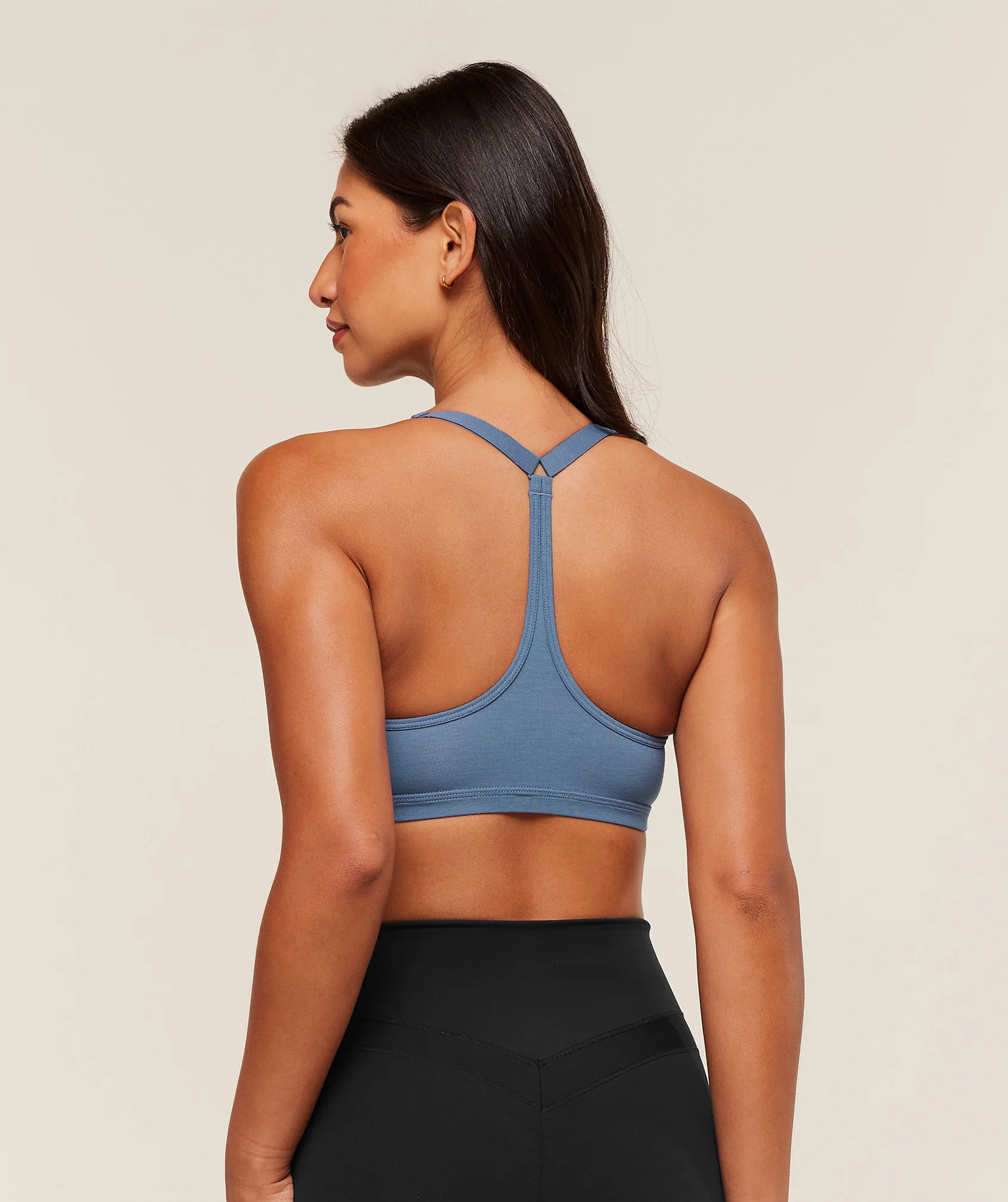 Cotton Racerback Sports Bra – Worn Blue