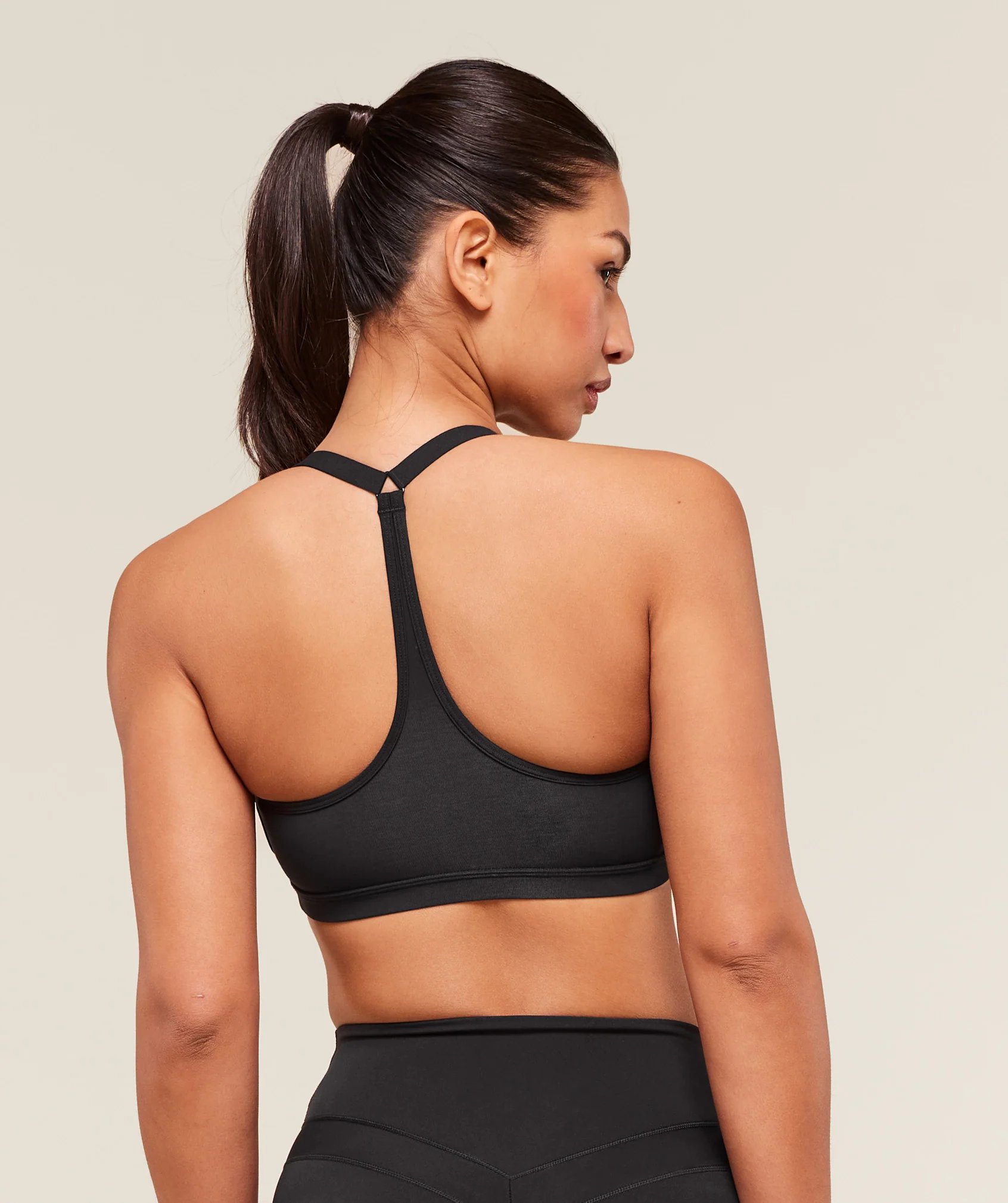 Cotton Racerback Sports Bra – Black