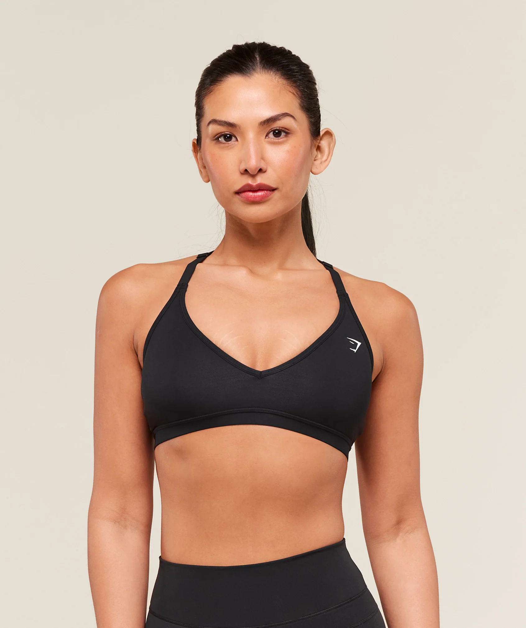 Cotton Racerback Sports Bra – Black