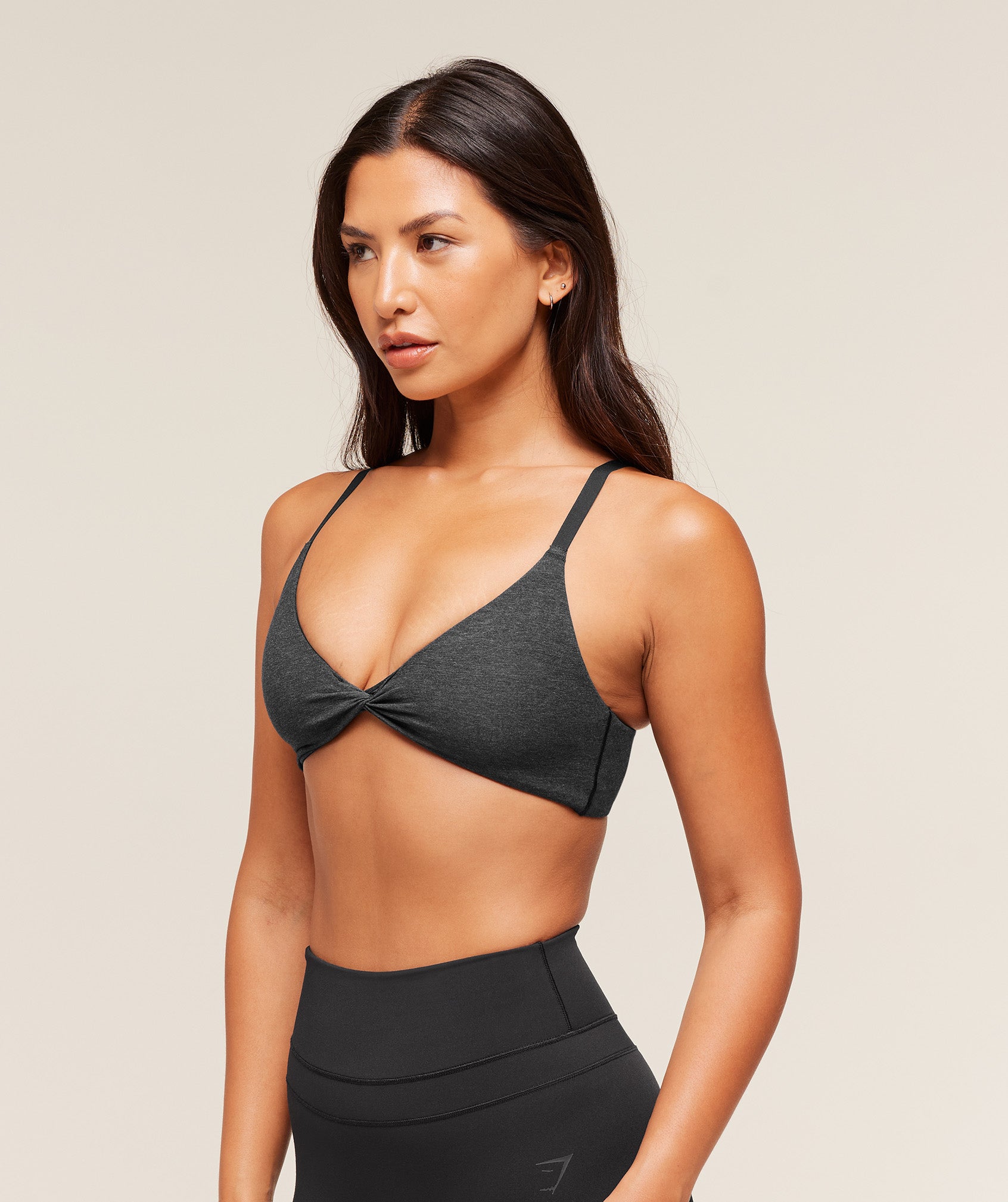Cotton Twist Front Bralette – Bros Midnight Black Marl - Imagen 2