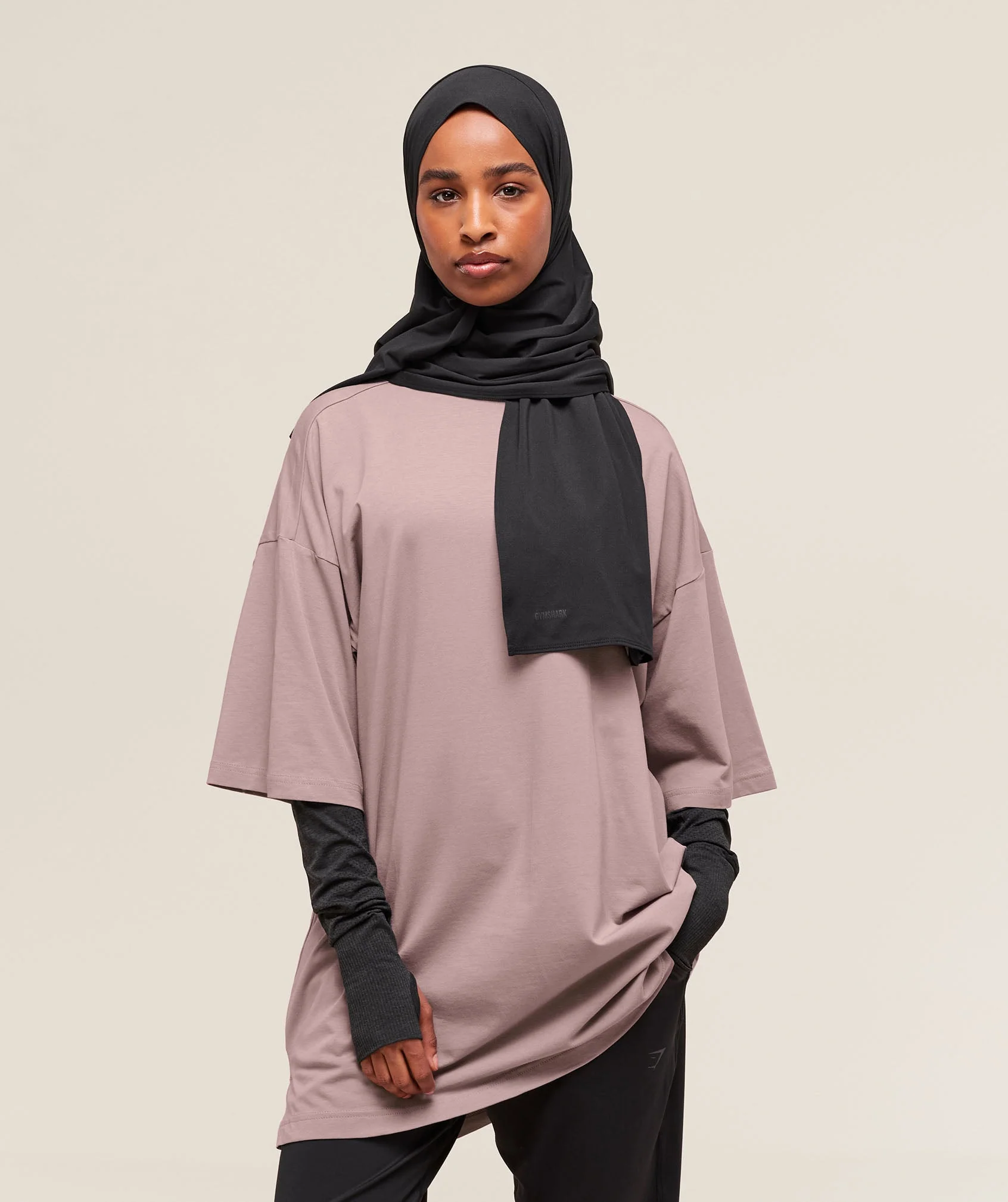 Covered Longline Cotton T-Shirt – Washed Mauve