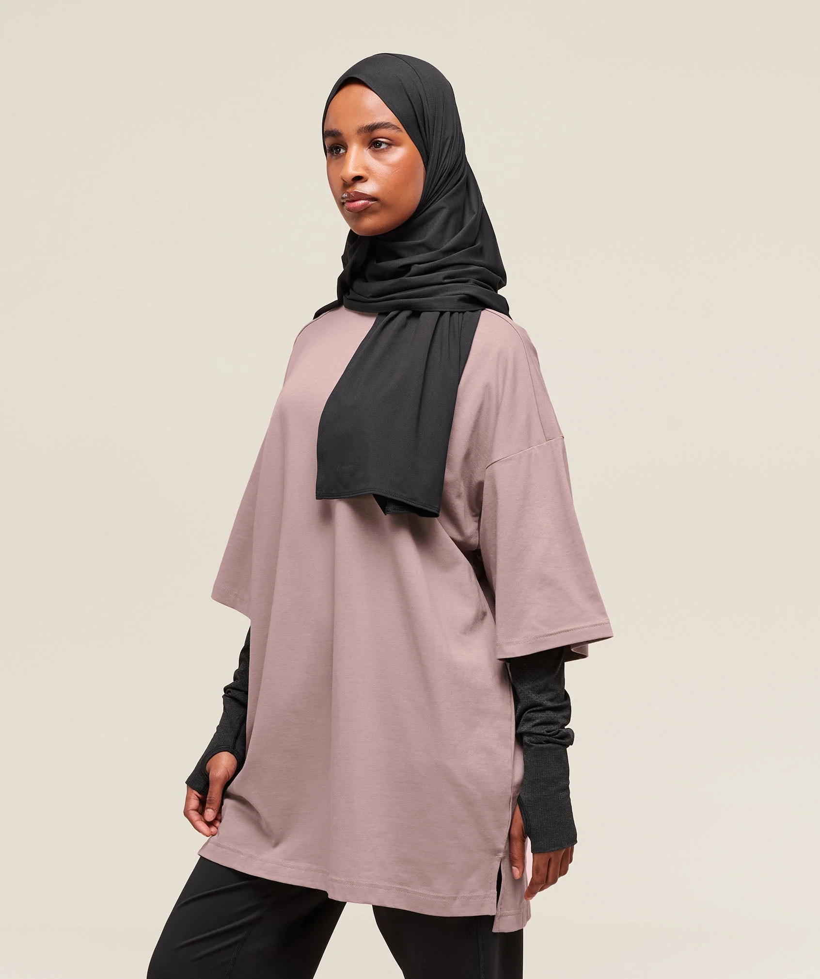 Covered Longline Cotton T-Shirt – Washed Mauve - Imagen 2