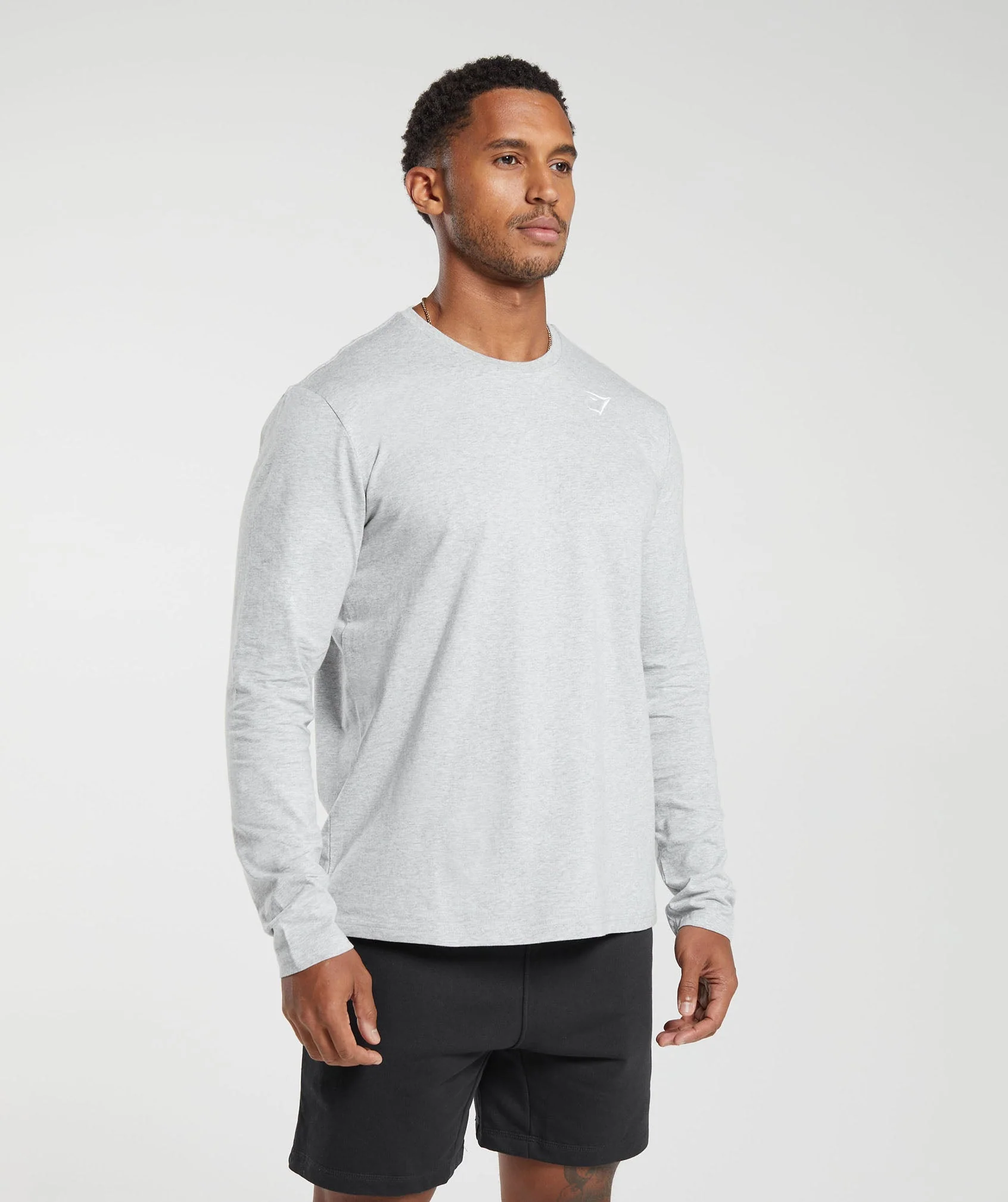 Crest Long Sleeve T-Shirt – Light Grey Marl - Imagen 2