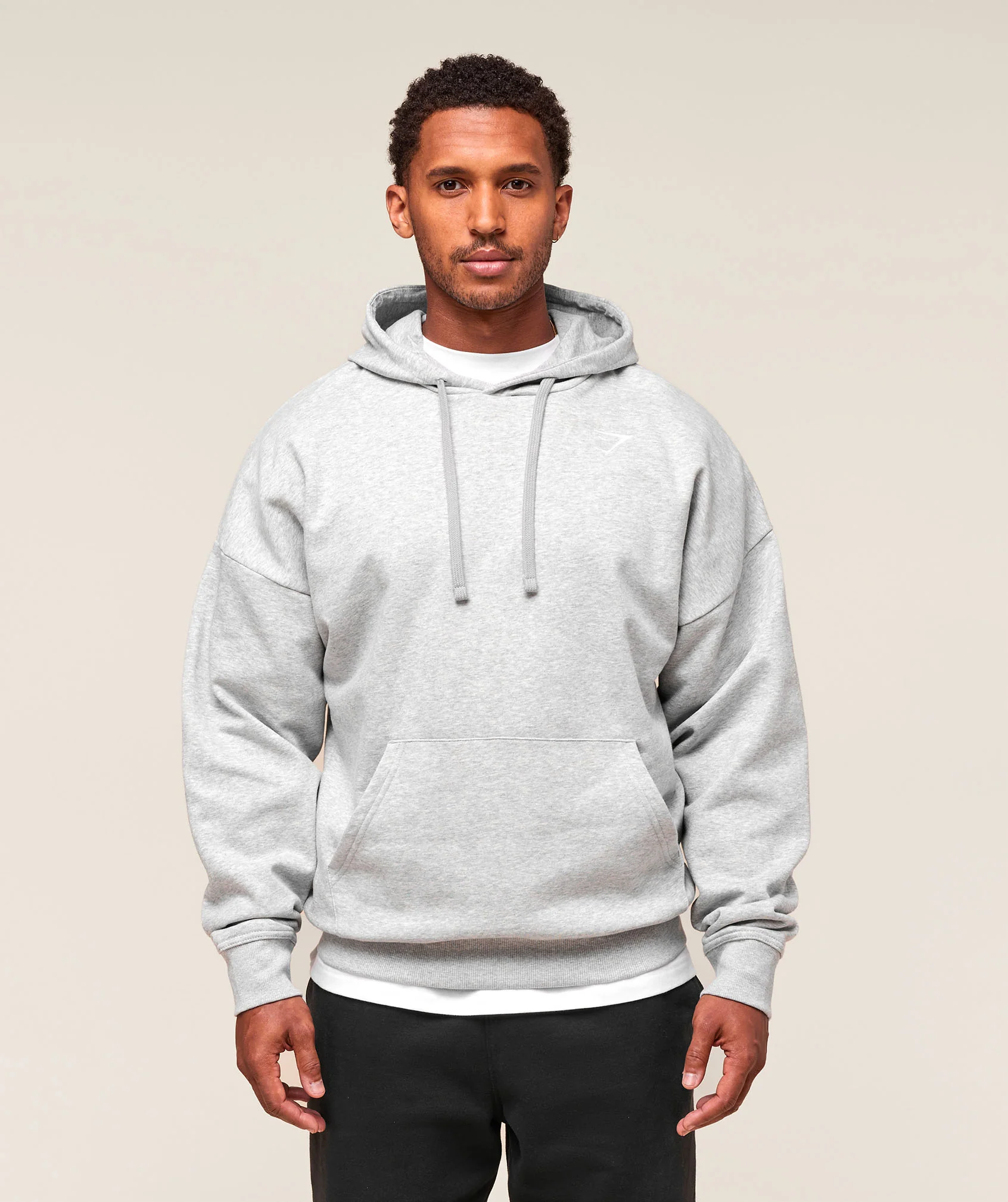 Crest Oversized Hoodie – Light Grey Marl