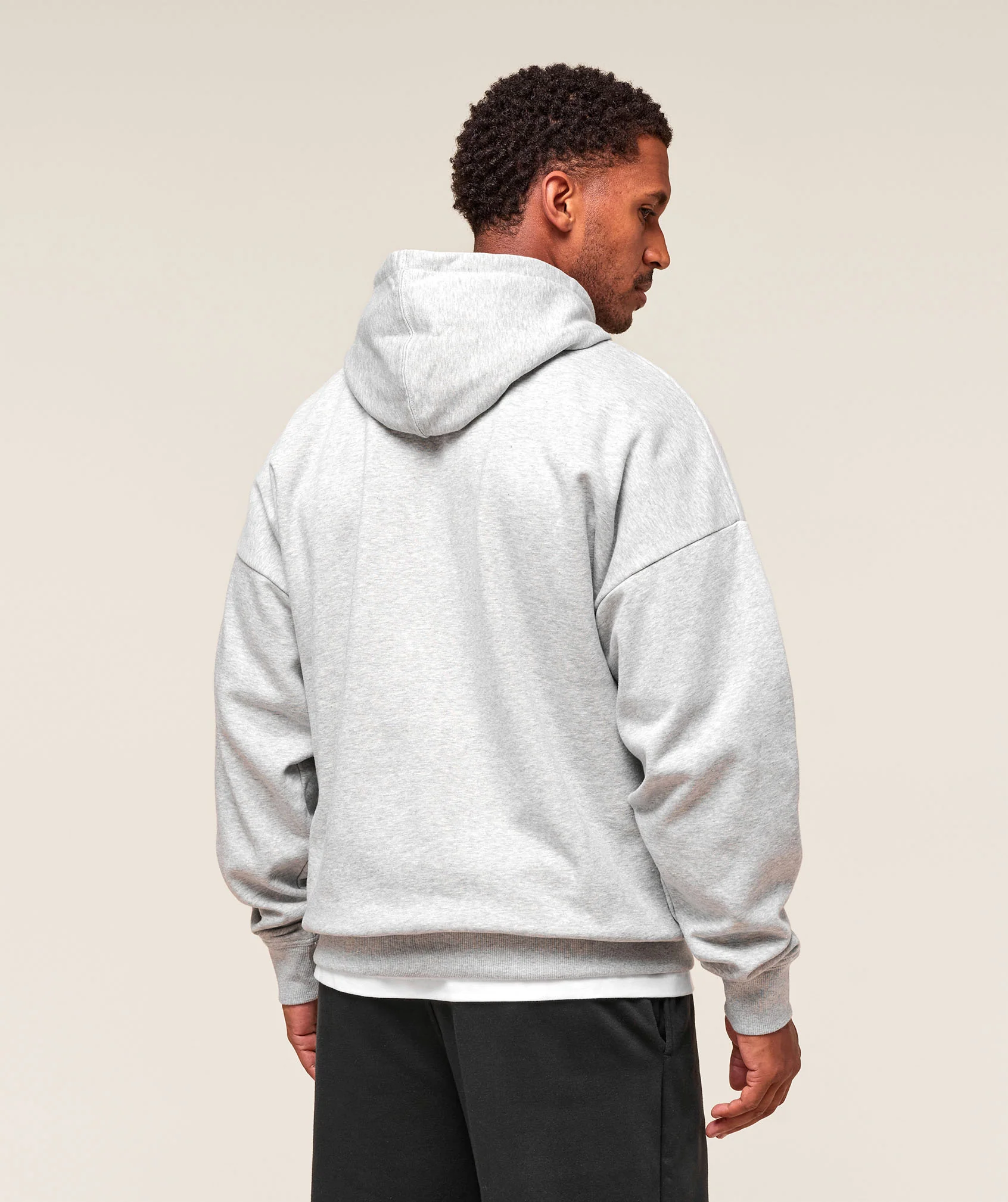 Crest Oversized Hoodie – Light Grey Marl