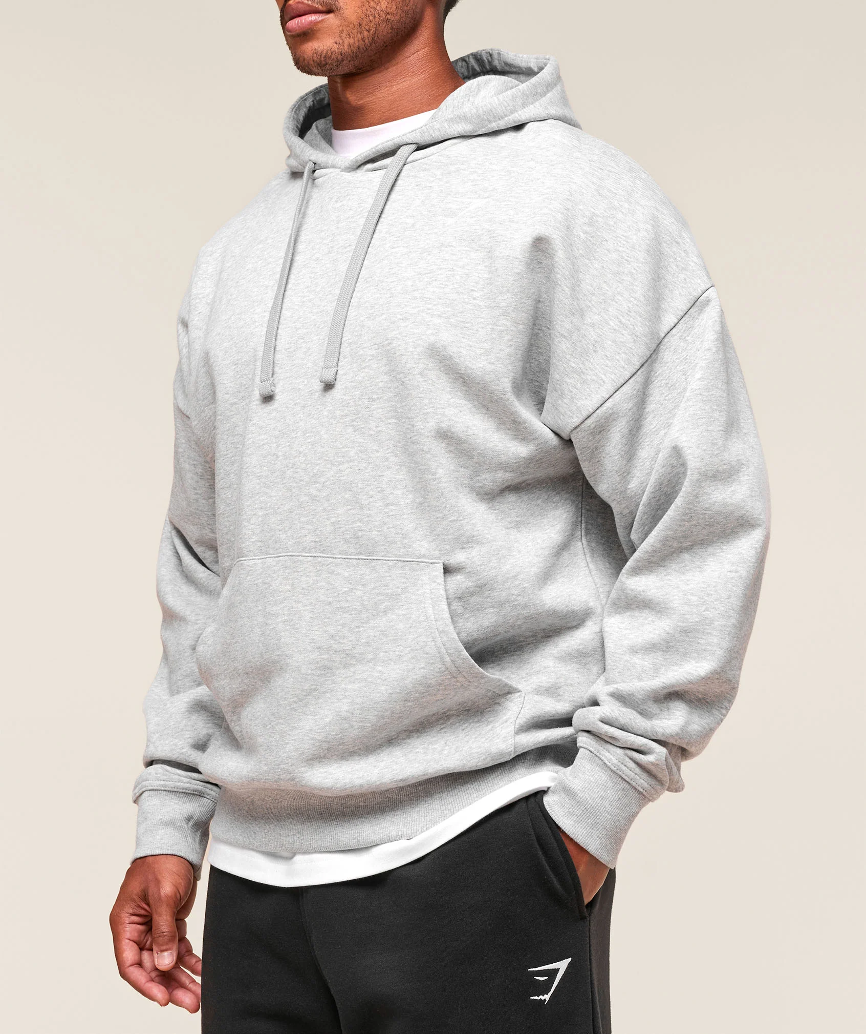Crest Oversized Hoodie – Light Grey Marl - Imagen 2