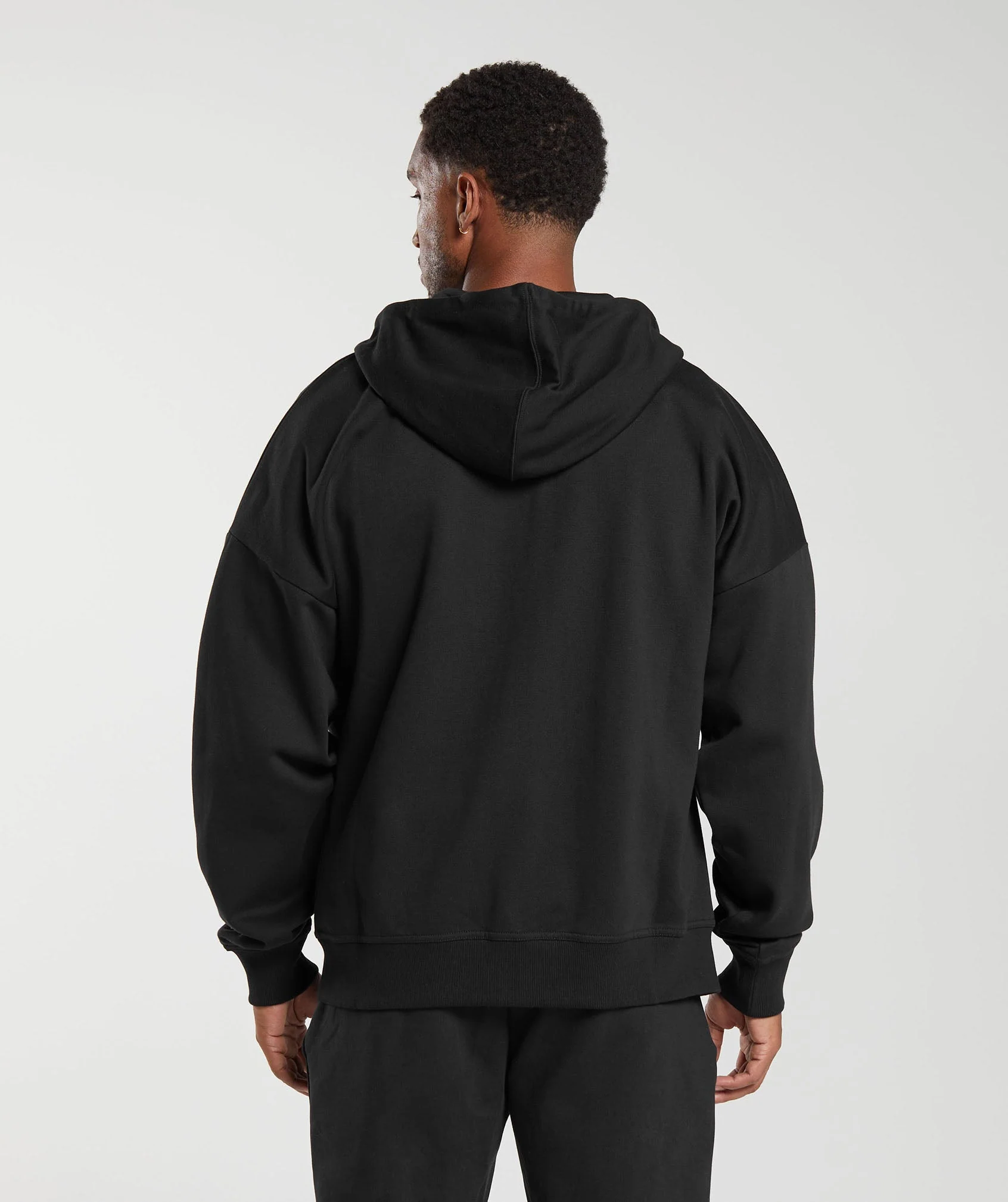 Crest Oversized Zip Up Hoodie – Black