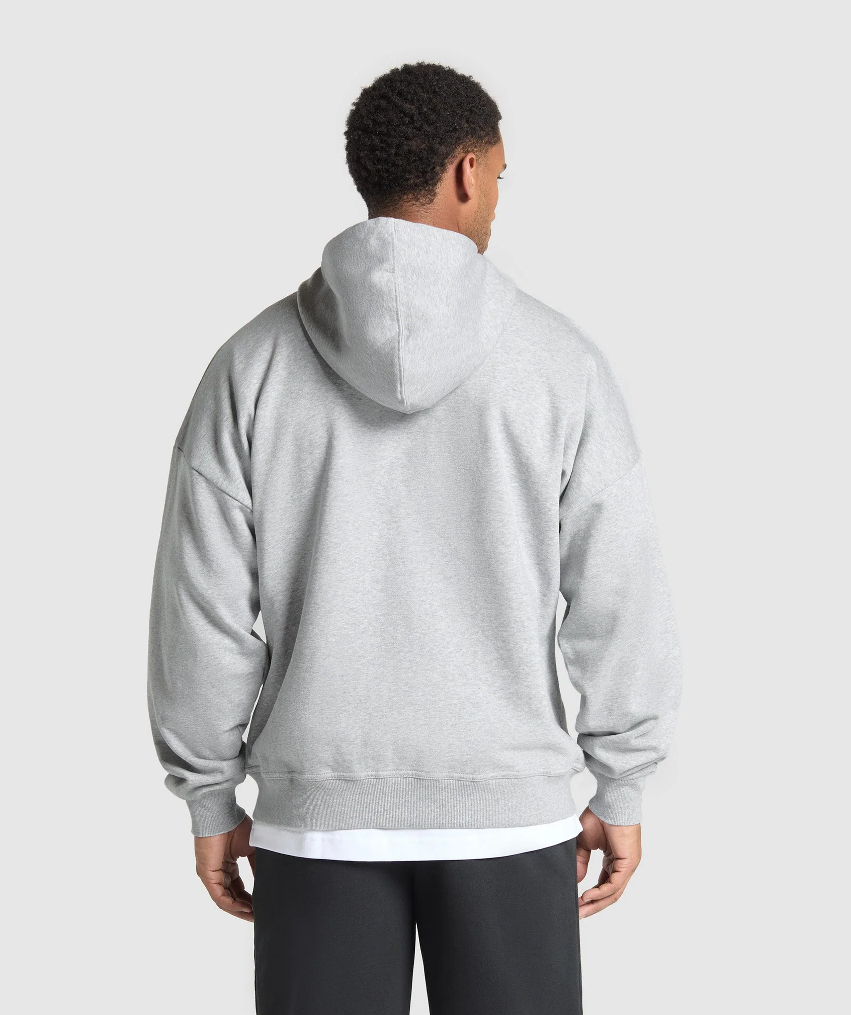 Crest Oversized Zip Up Hoodie – Light Grey Core Marl