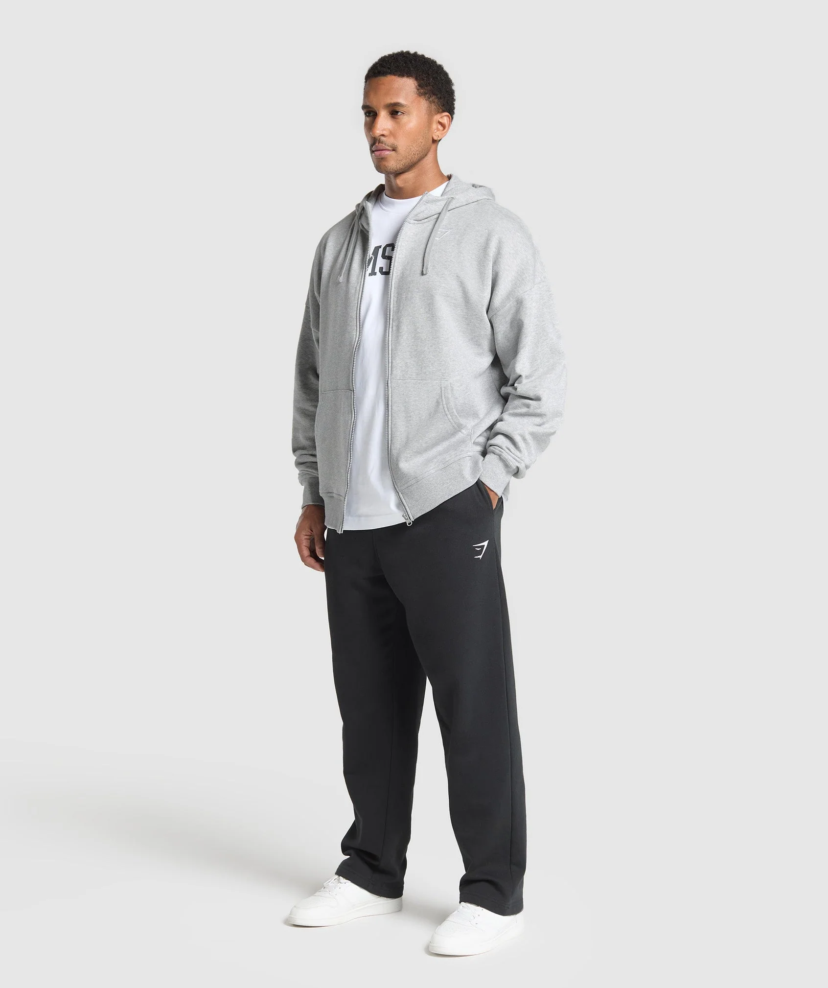 Crest Oversized Zip Up Hoodie – Light Grey Core Marl - Imagen 2